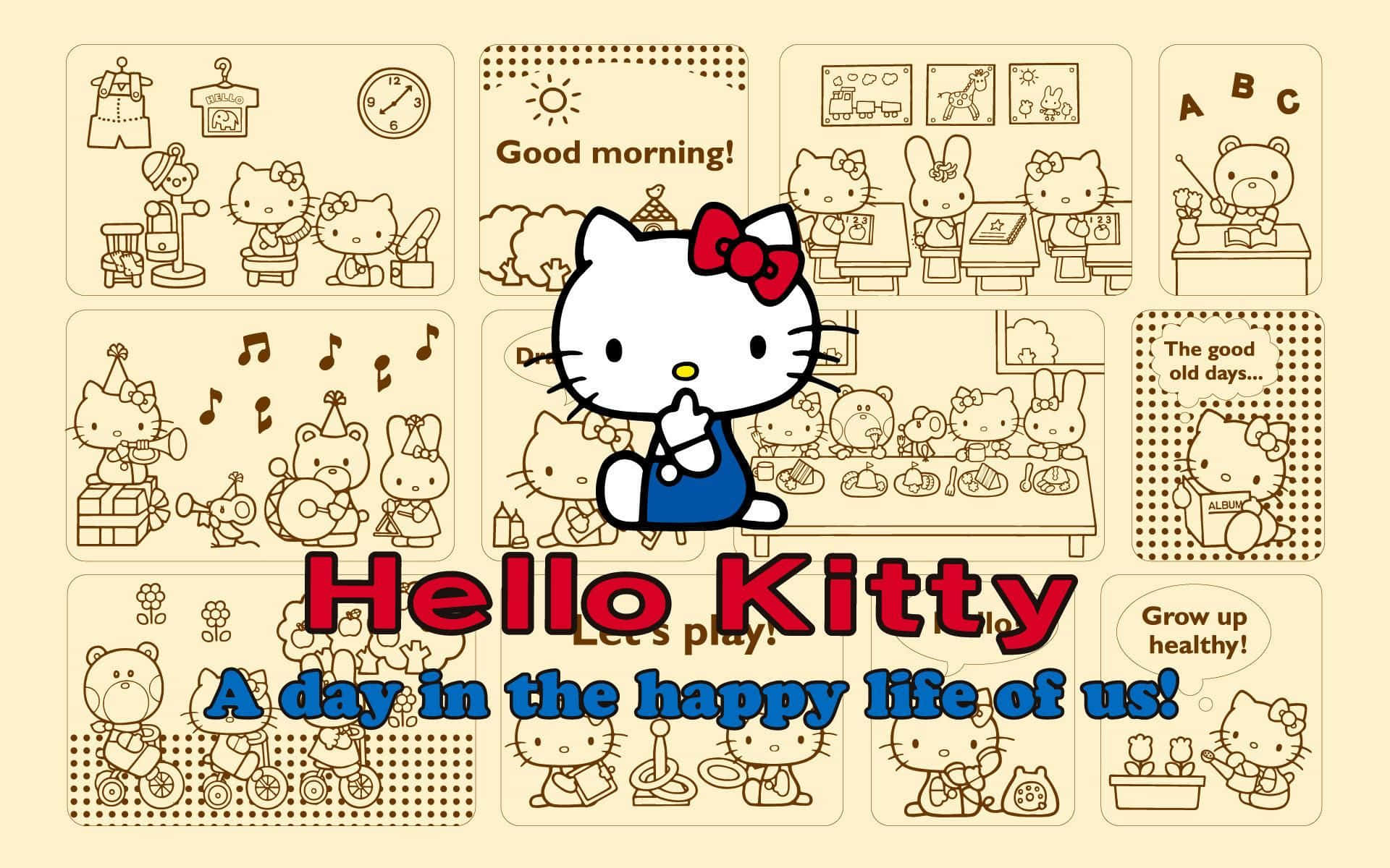 Hello Kitty And Friends Enjoying A Fun Day Background