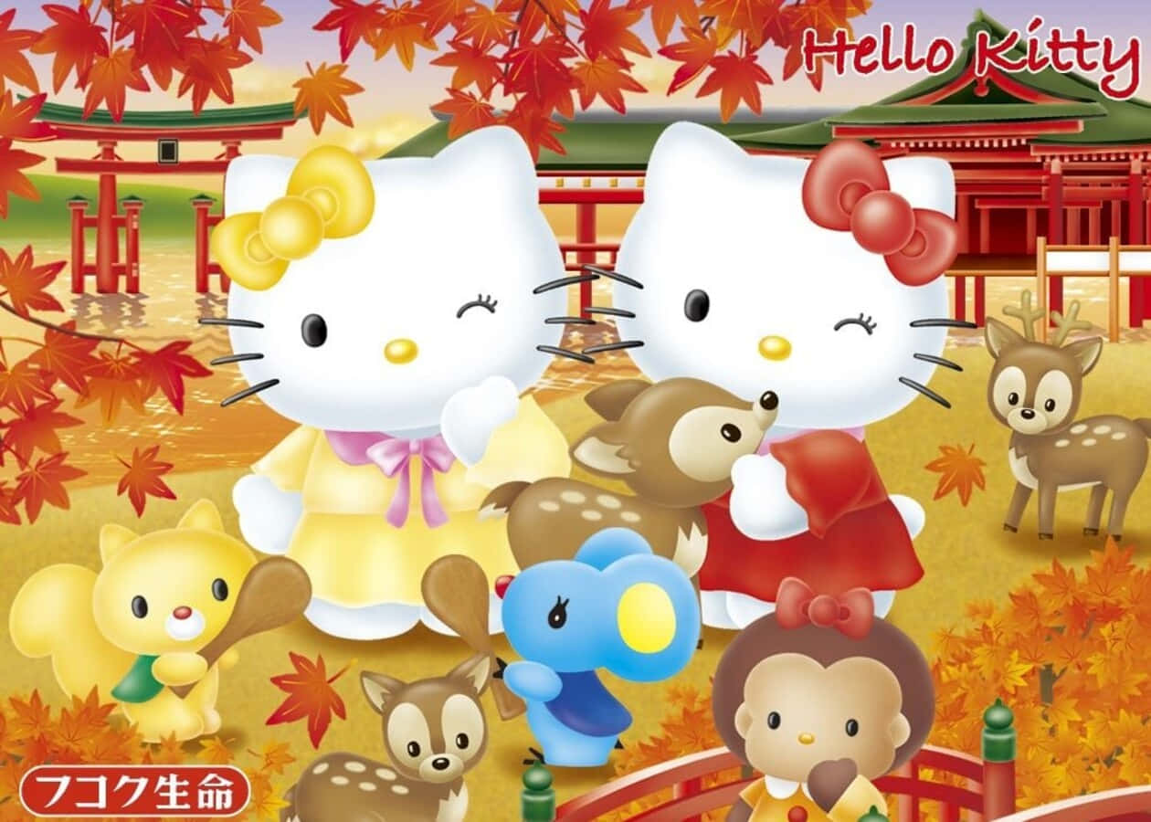 Hello Kitty And Friends Enjoying Their Time Together Background