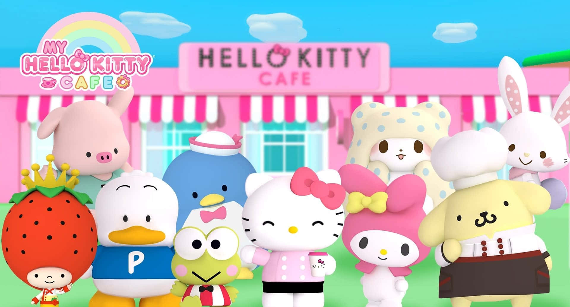 Hello Kitty And Friends Having A Joyful Gathering Background
