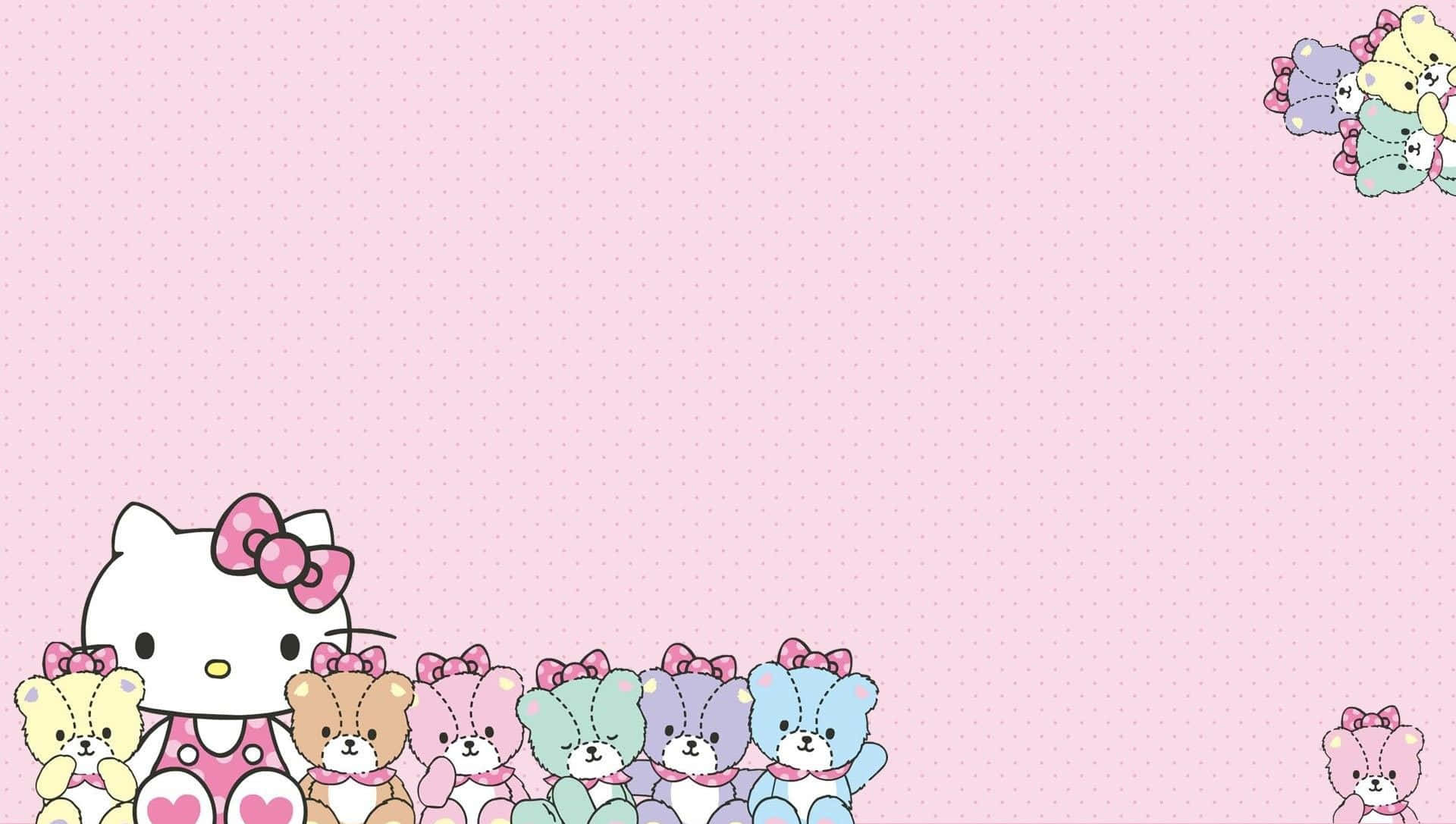 Hello Kitty And Friends In A Colorful Outdoor Setting Background