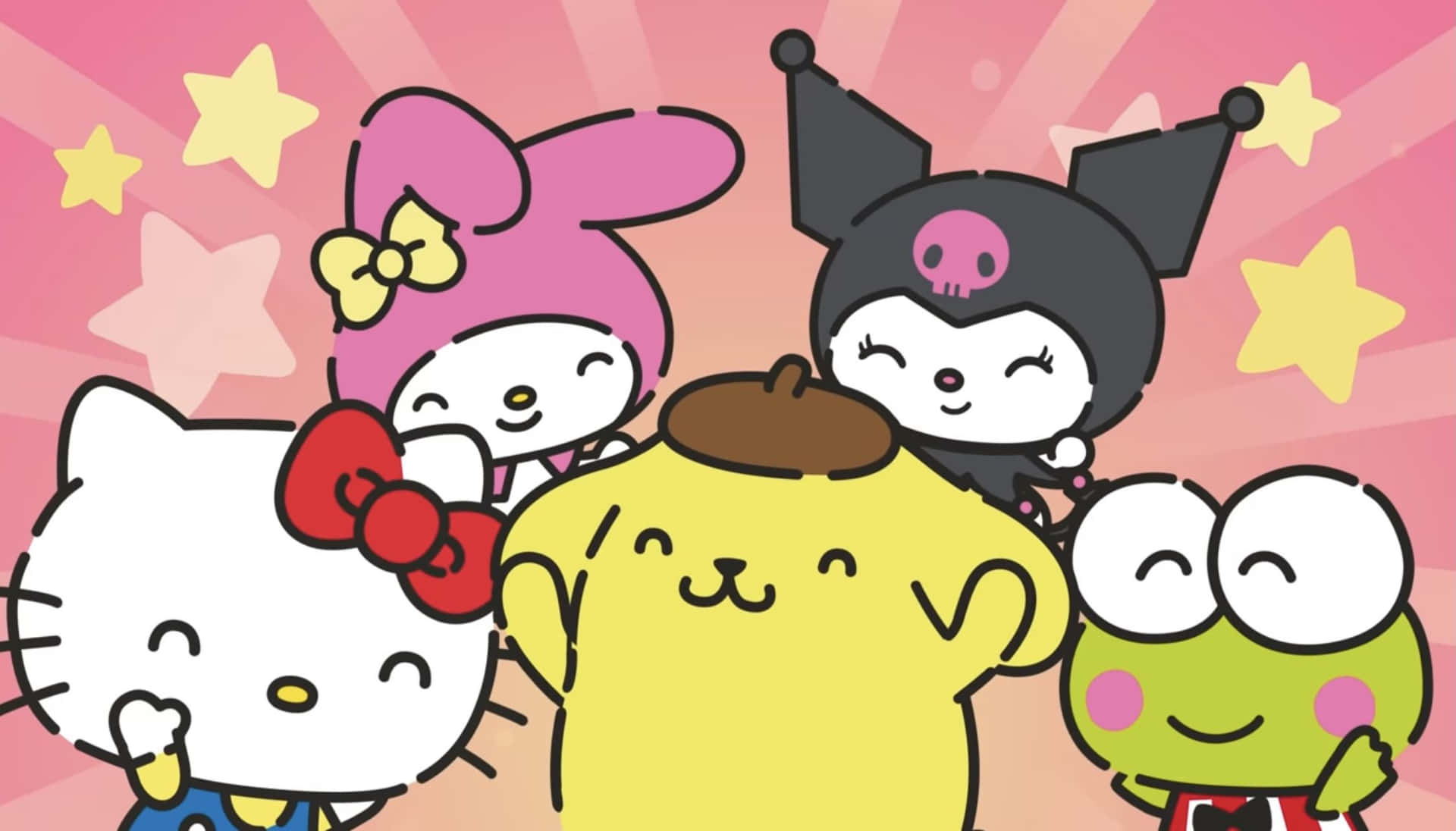 Hello Kitty And Her Adorable Friends Gathered Together For A Fun-filled Adventure Background