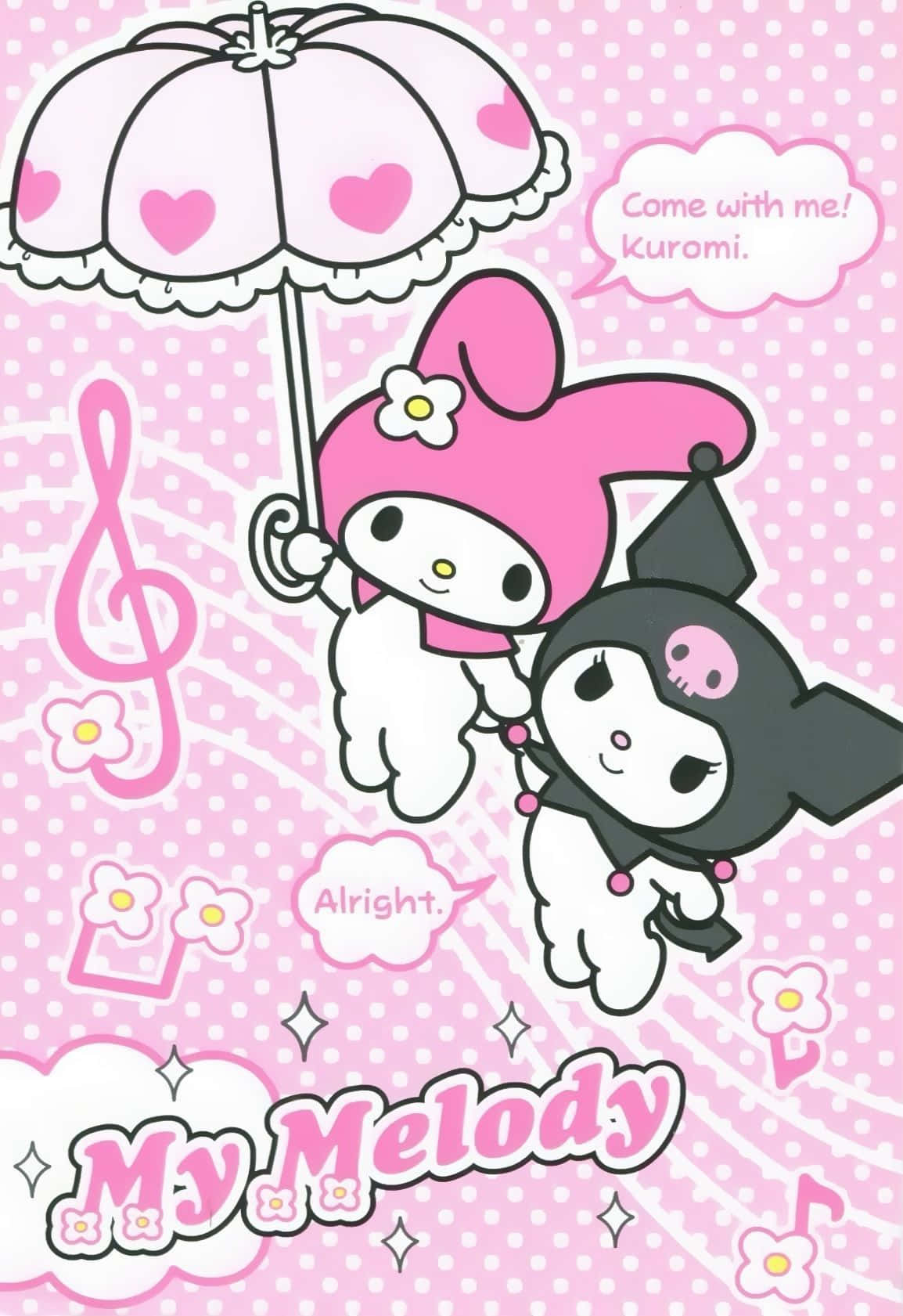 Hello Kitty And Kawaii Kitty With An Umbrella