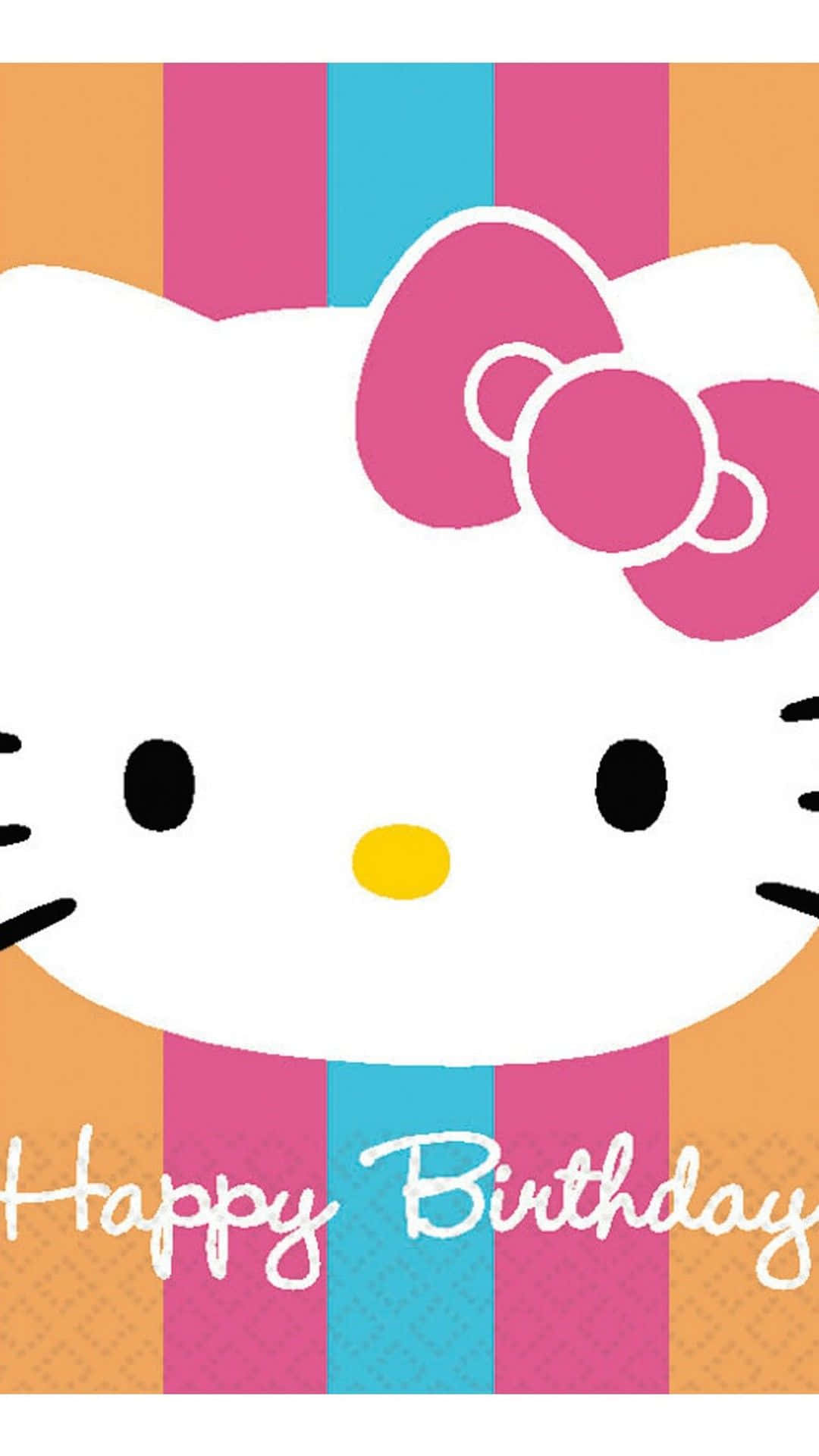 Hello Kitty Birthday Card With A Pink And Orange Background Background