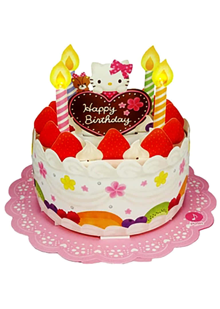 Hello Kitty Celebrating Birthday With Friends Background