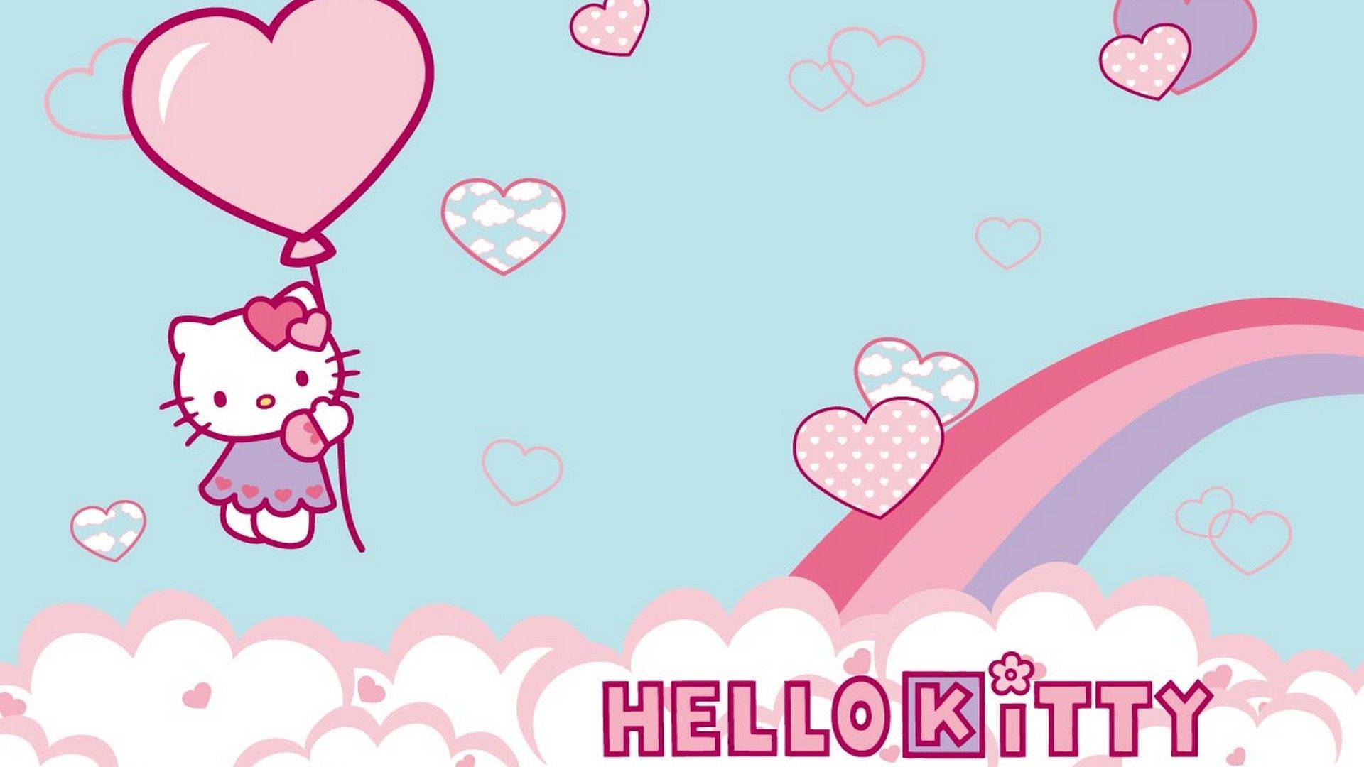 Hello Kitty Desktop With Hearts Background