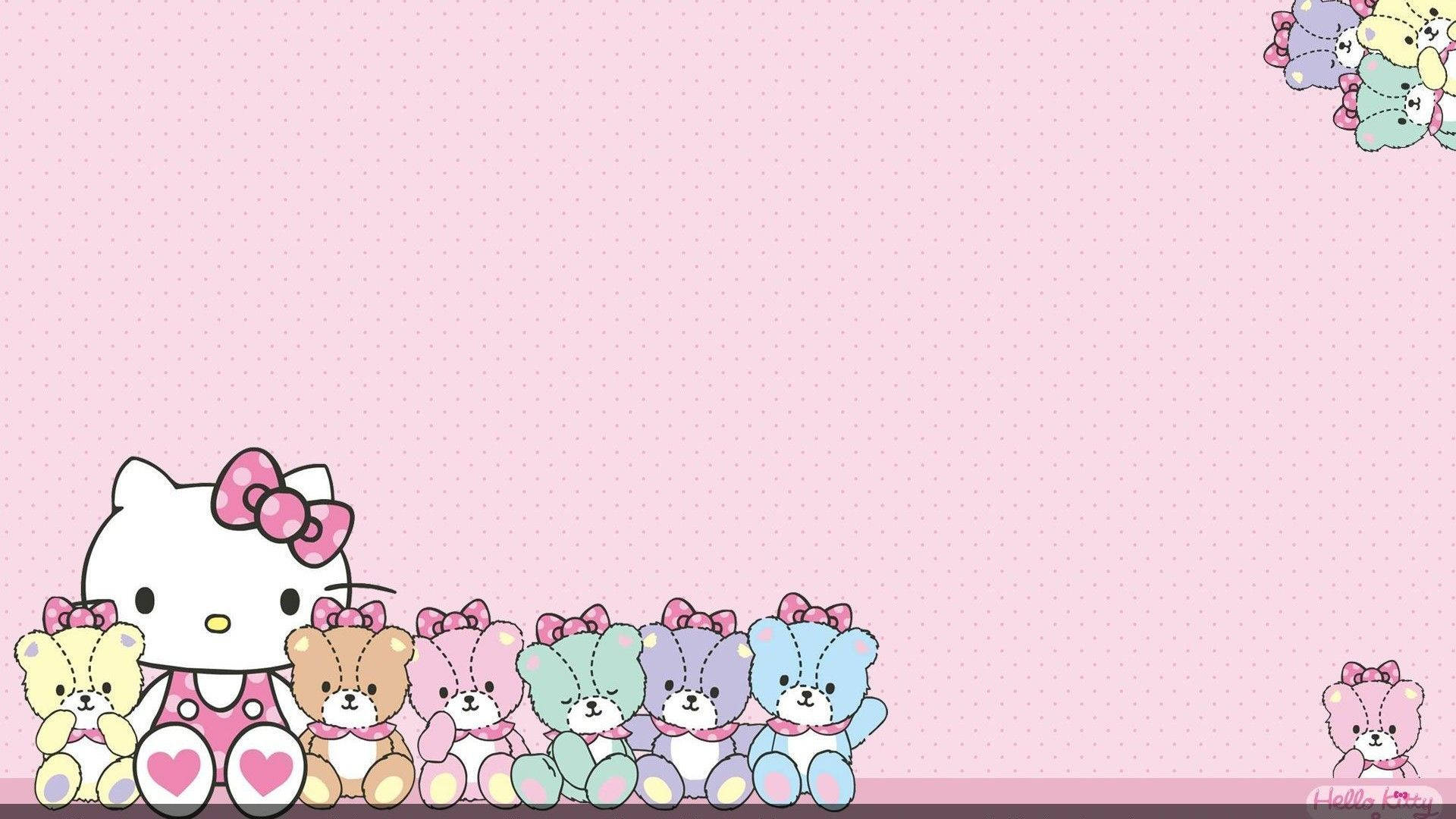 Hello Kitty Desktop With Teddy Bears
