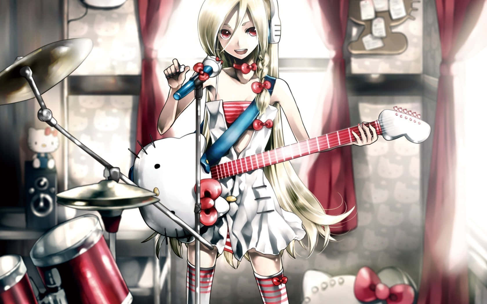 Hello Kitty Guitar Music Anime Background