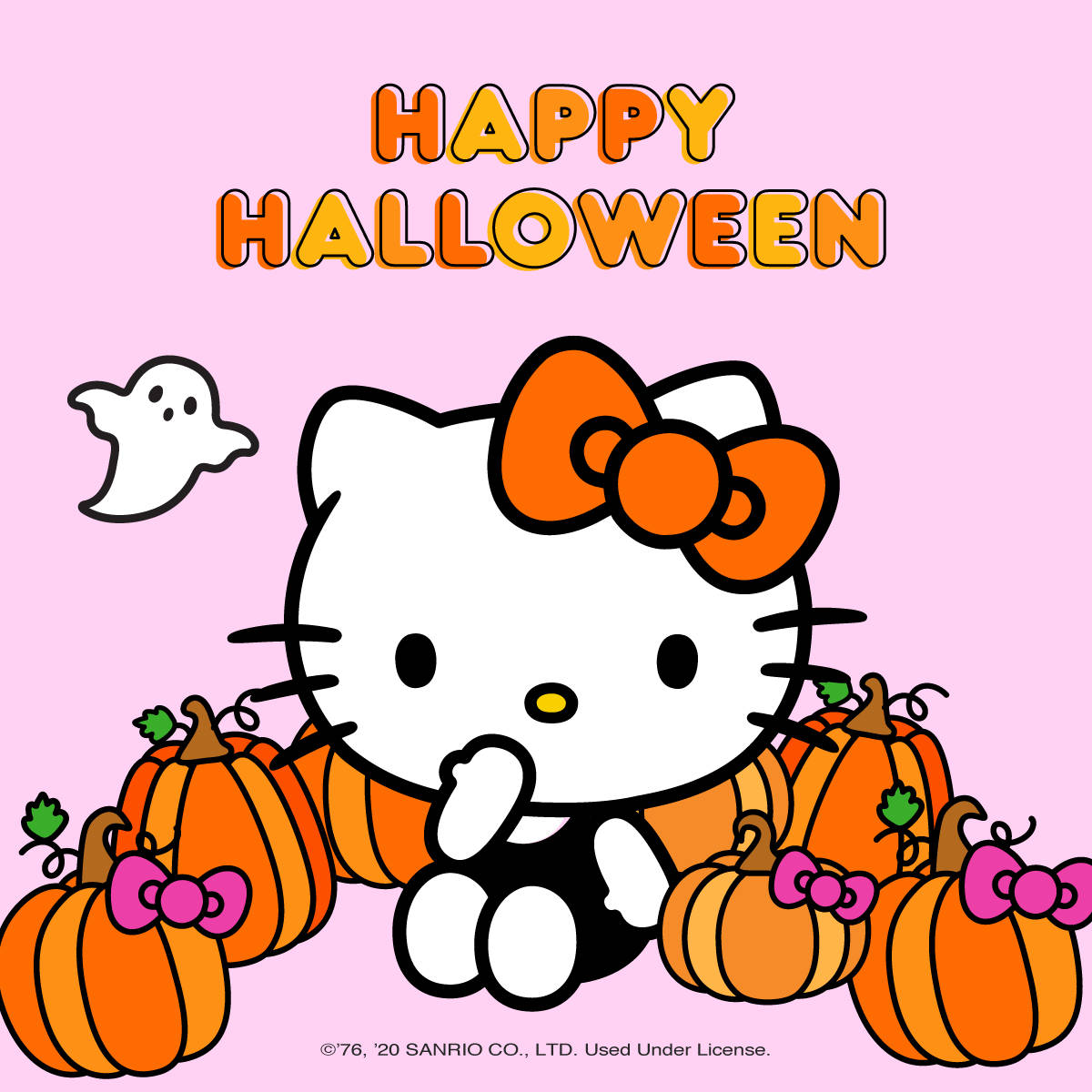 Hello Kitty Halloween And Pumpkins Background