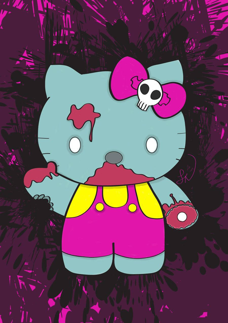 Hello Kitty Halloween Creepy White Eyes Background