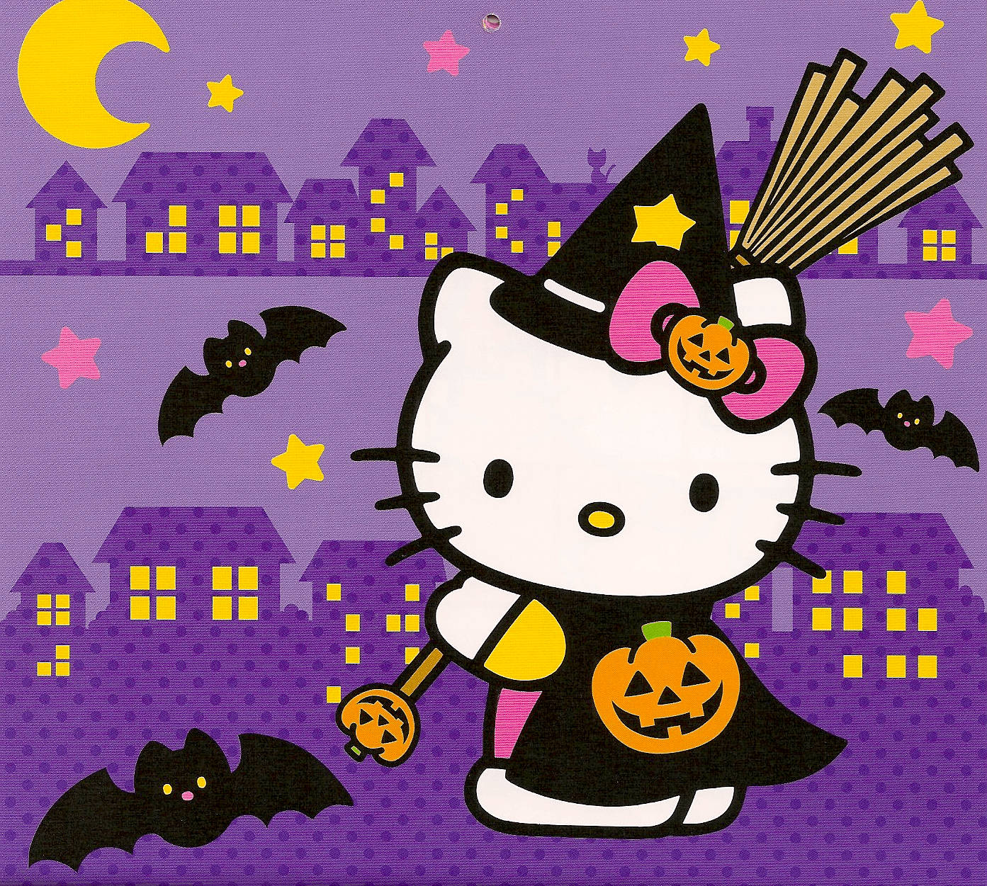 Hello Kitty Halloween Cute Witch Background