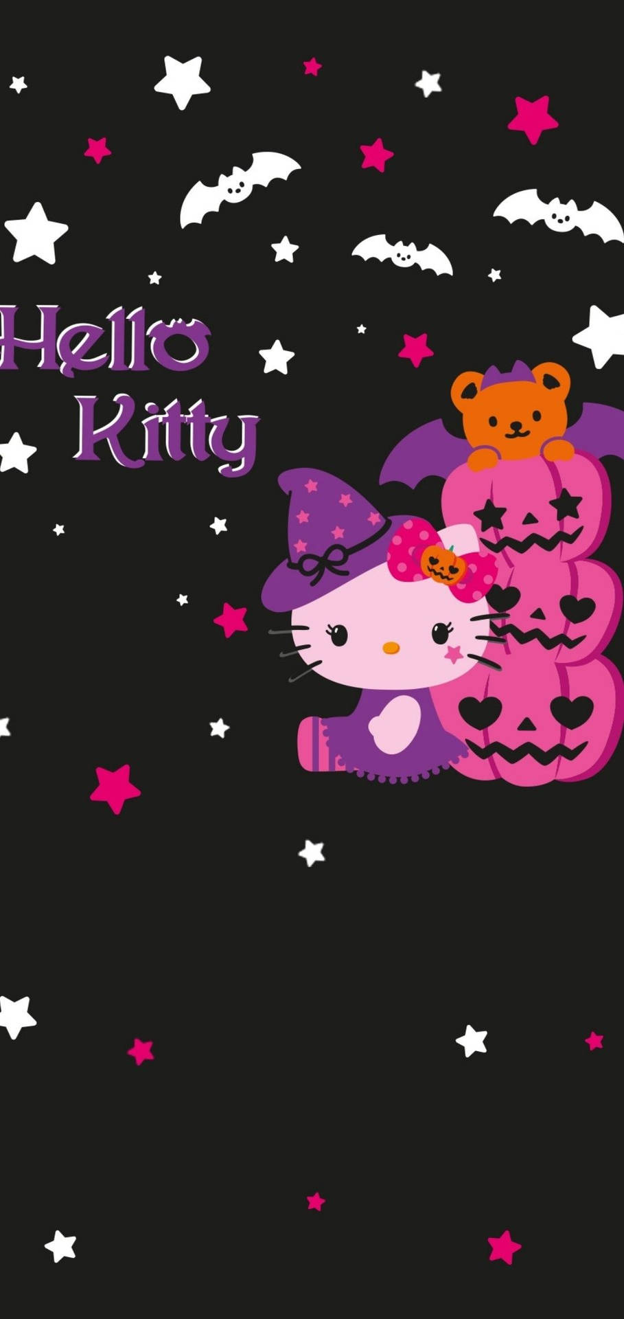 Hello Kitty Halloween Pink Jack O'lanterns Background