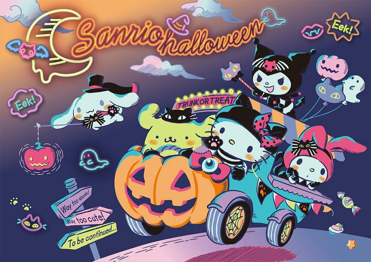 Hello Kitty Halloween Pumpkin Car Background