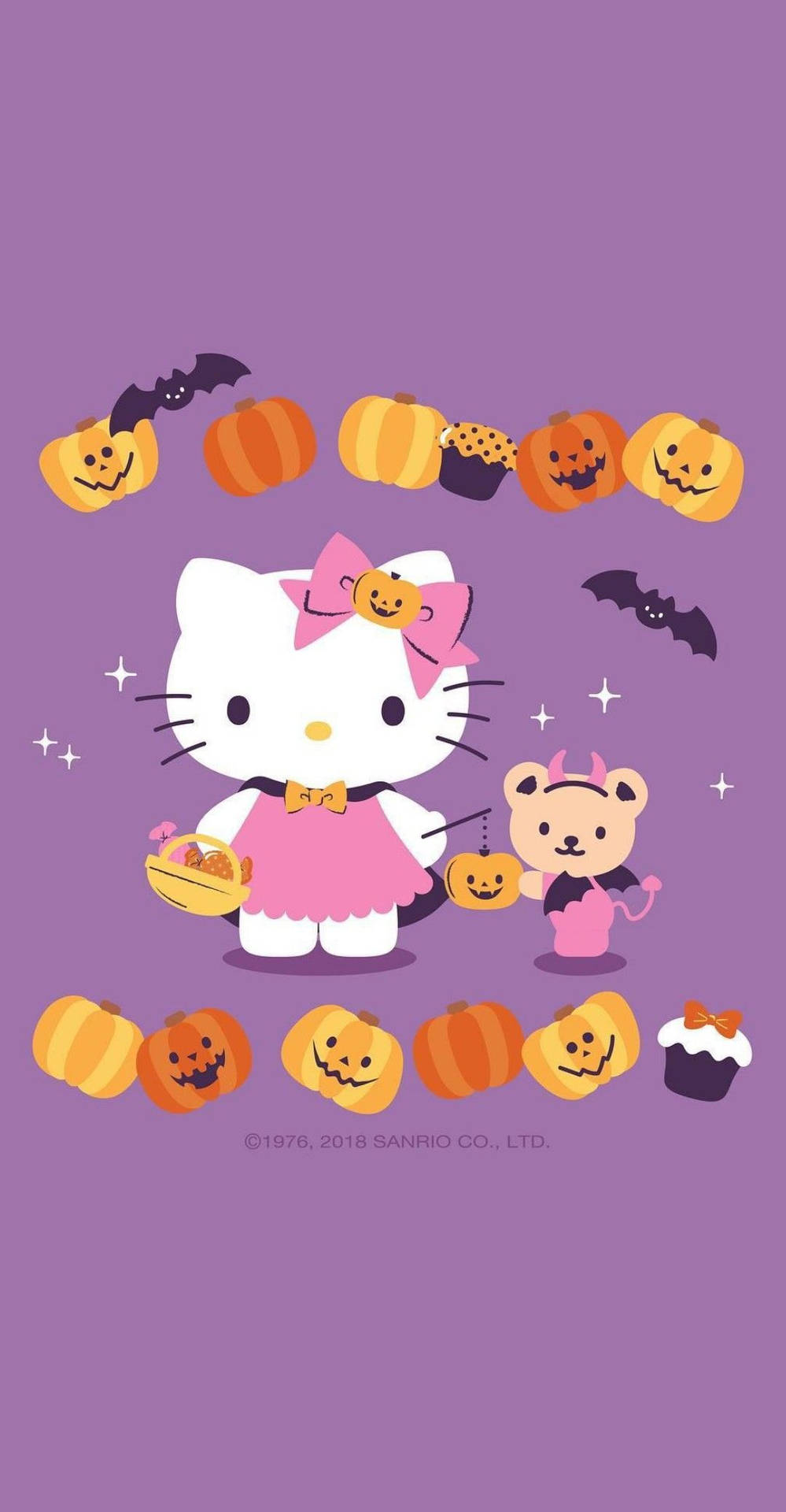 Hello Kitty Halloween Purple Graphic Background