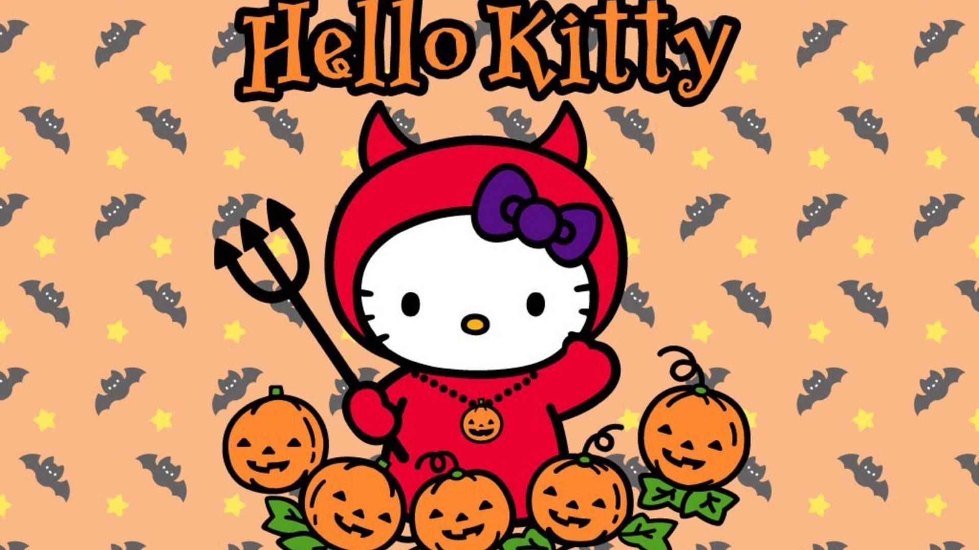 Hello Kitty Halloween Red Devil Background