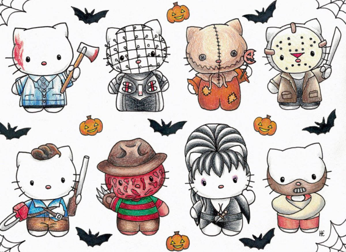 Hello Kitty Halloween Sketch Art Background