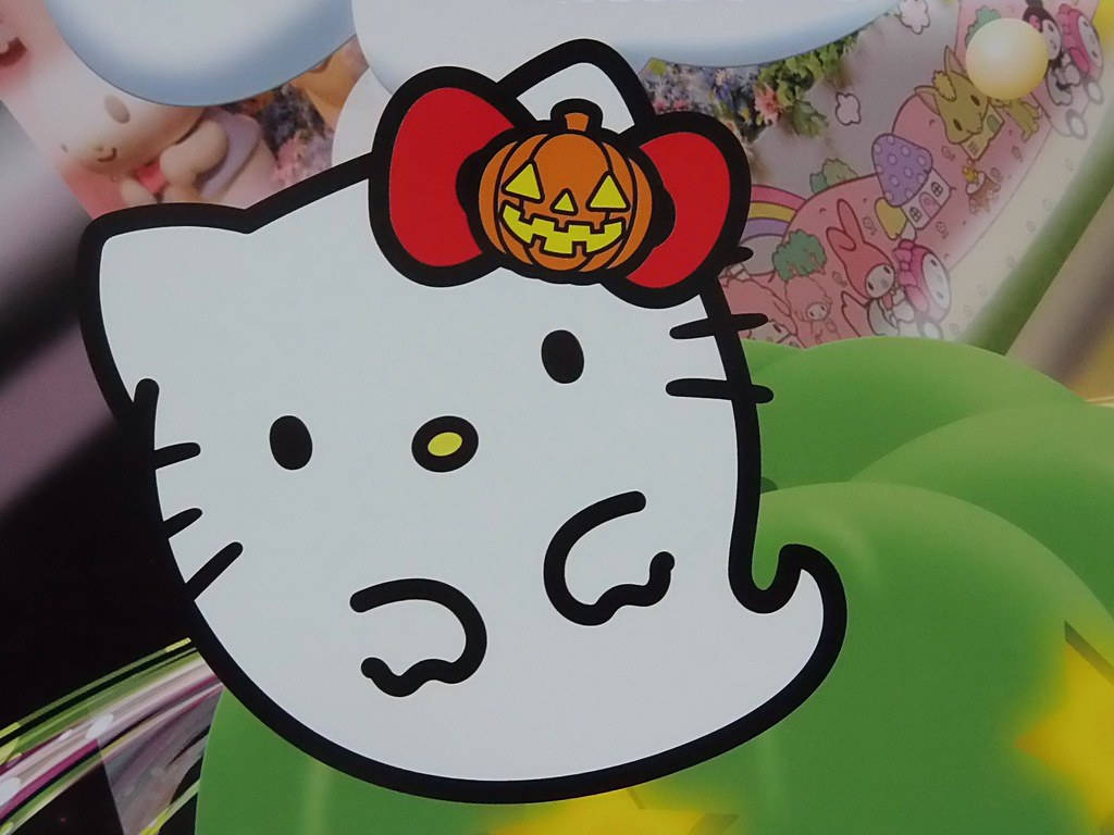 Hello Kitty Halloween White Ghost Background