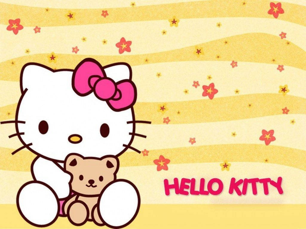 Hello Kitty In Cute Yellow Background Background