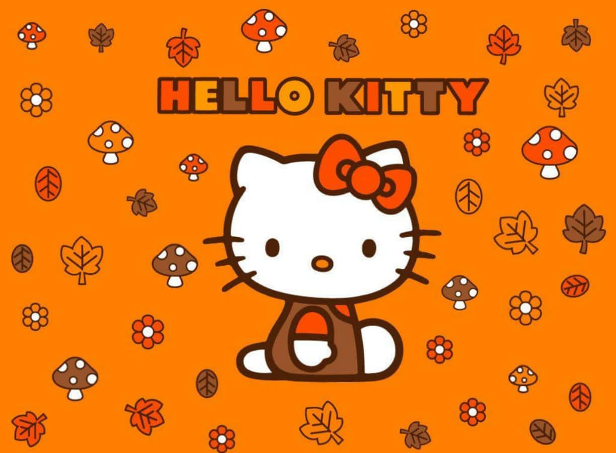 Hello Kitty Laptop Fall Aesthetic Background