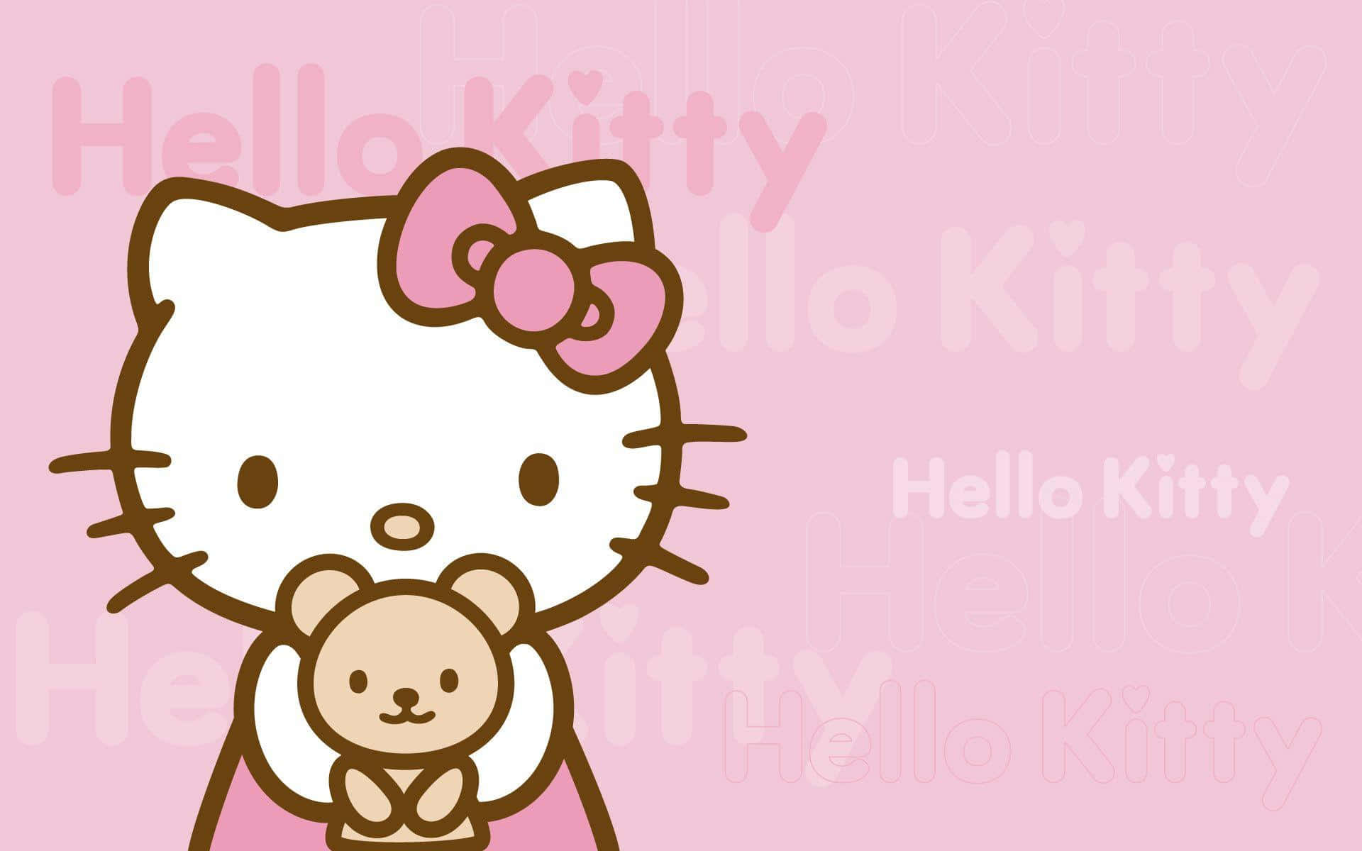 Hello Kitty Laptop Hugging Teddy Bear Background