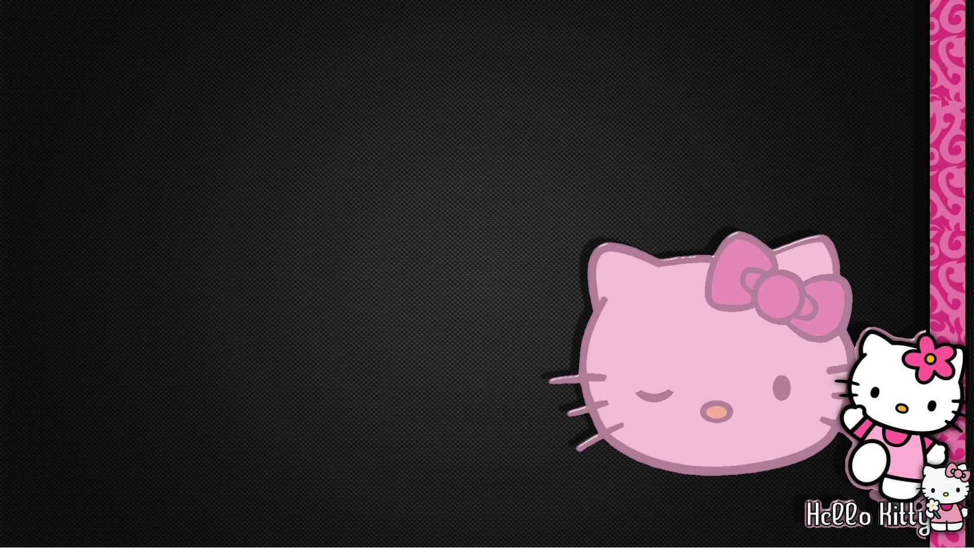 Hello Kitty Laptop Wink Black And Pink Background