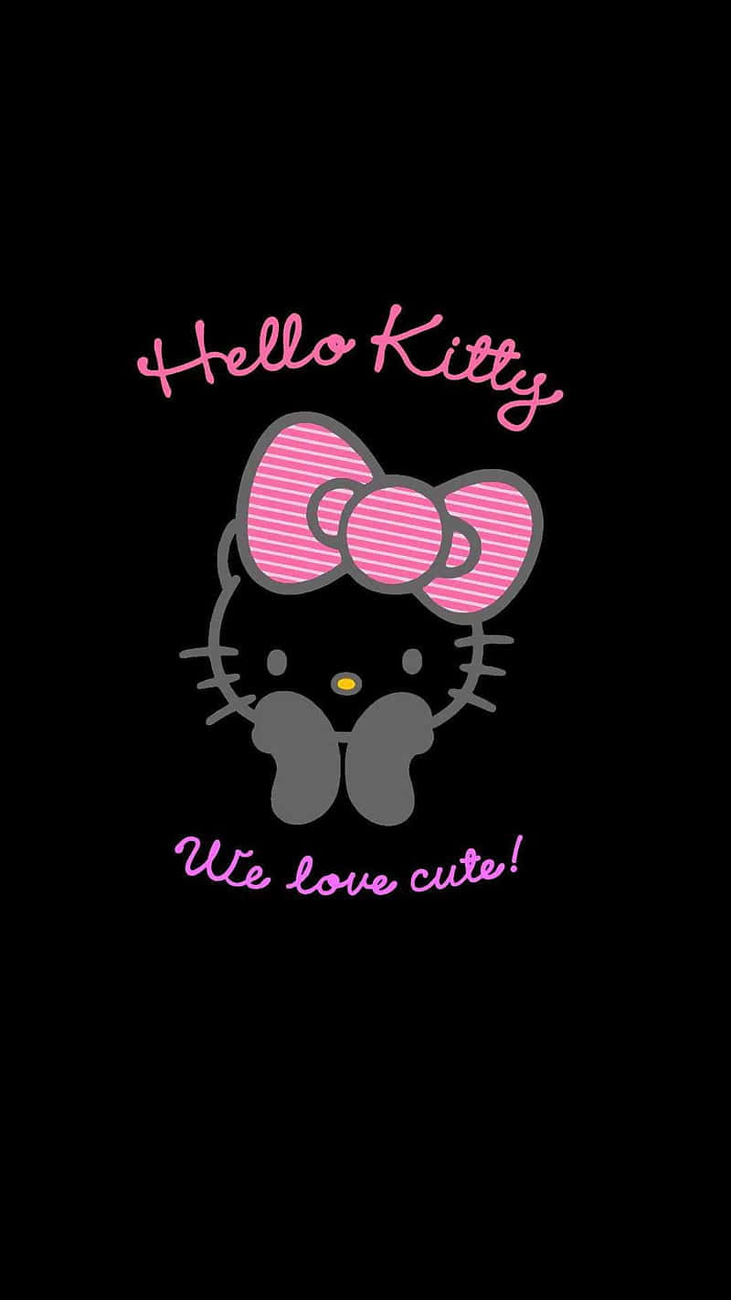 Hello Kitty Pink Bow Black Background Background