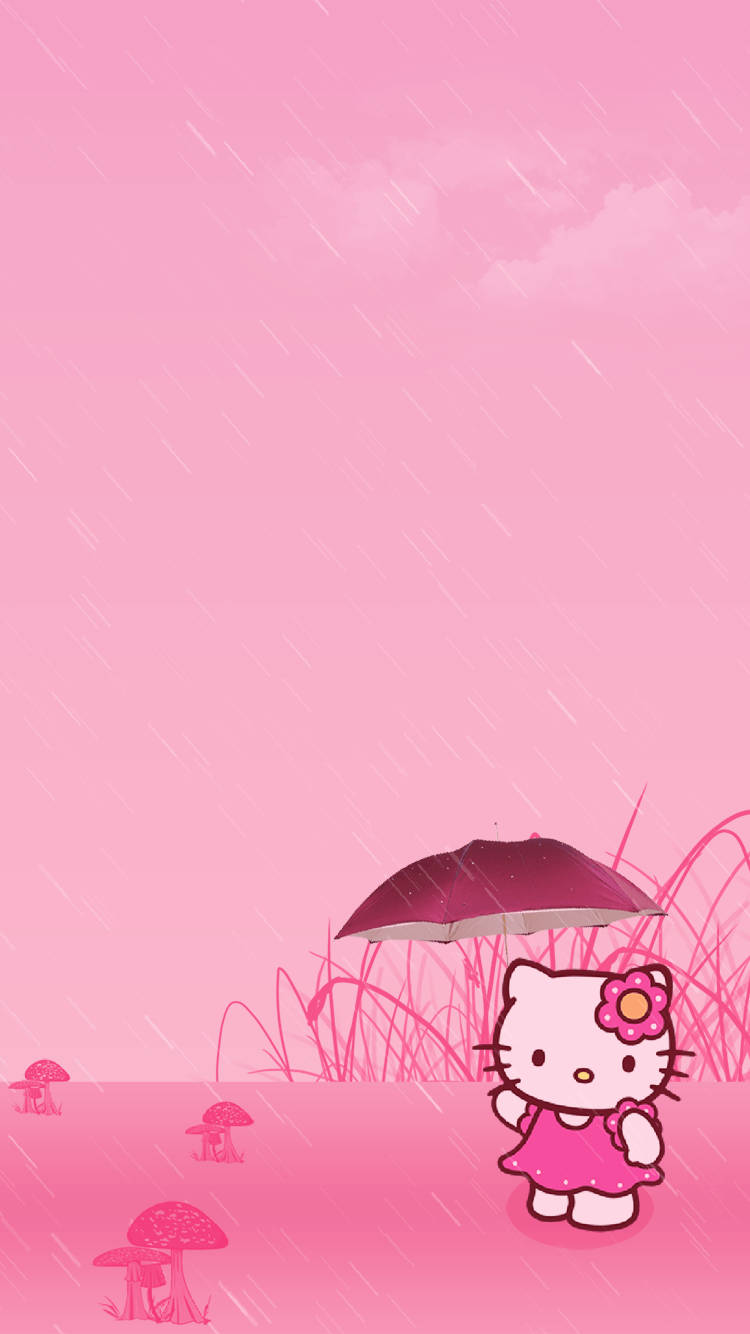 Hello Kitty Pink Umbrella Background