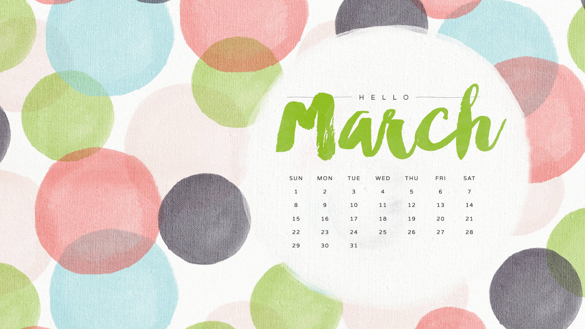Hello March Retro Calendar Background