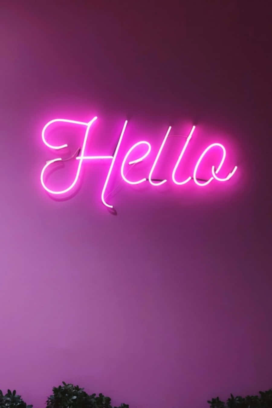 Hello Neon Sign On A Pink Wall Background