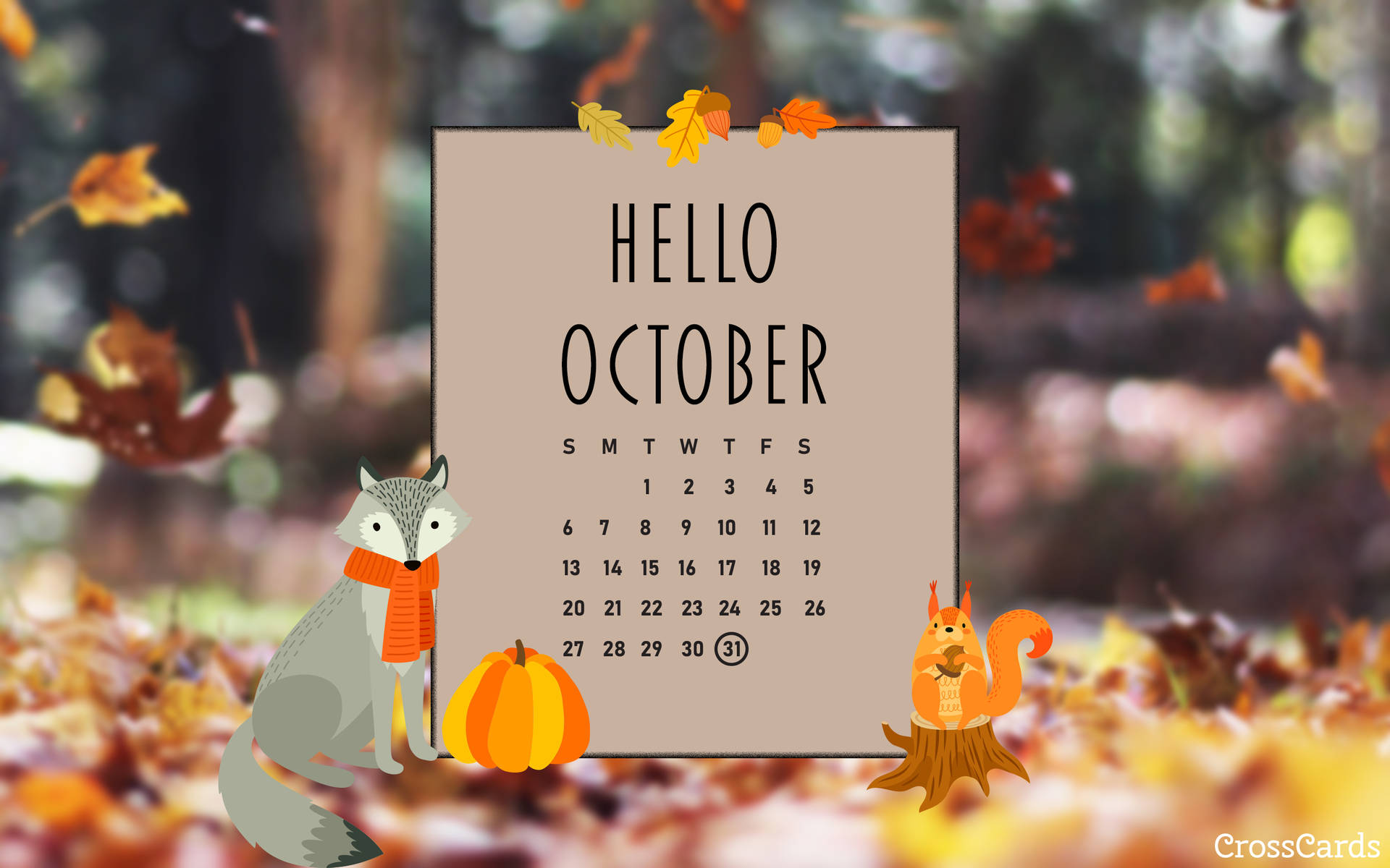 Hello October 2020 Calendar Background