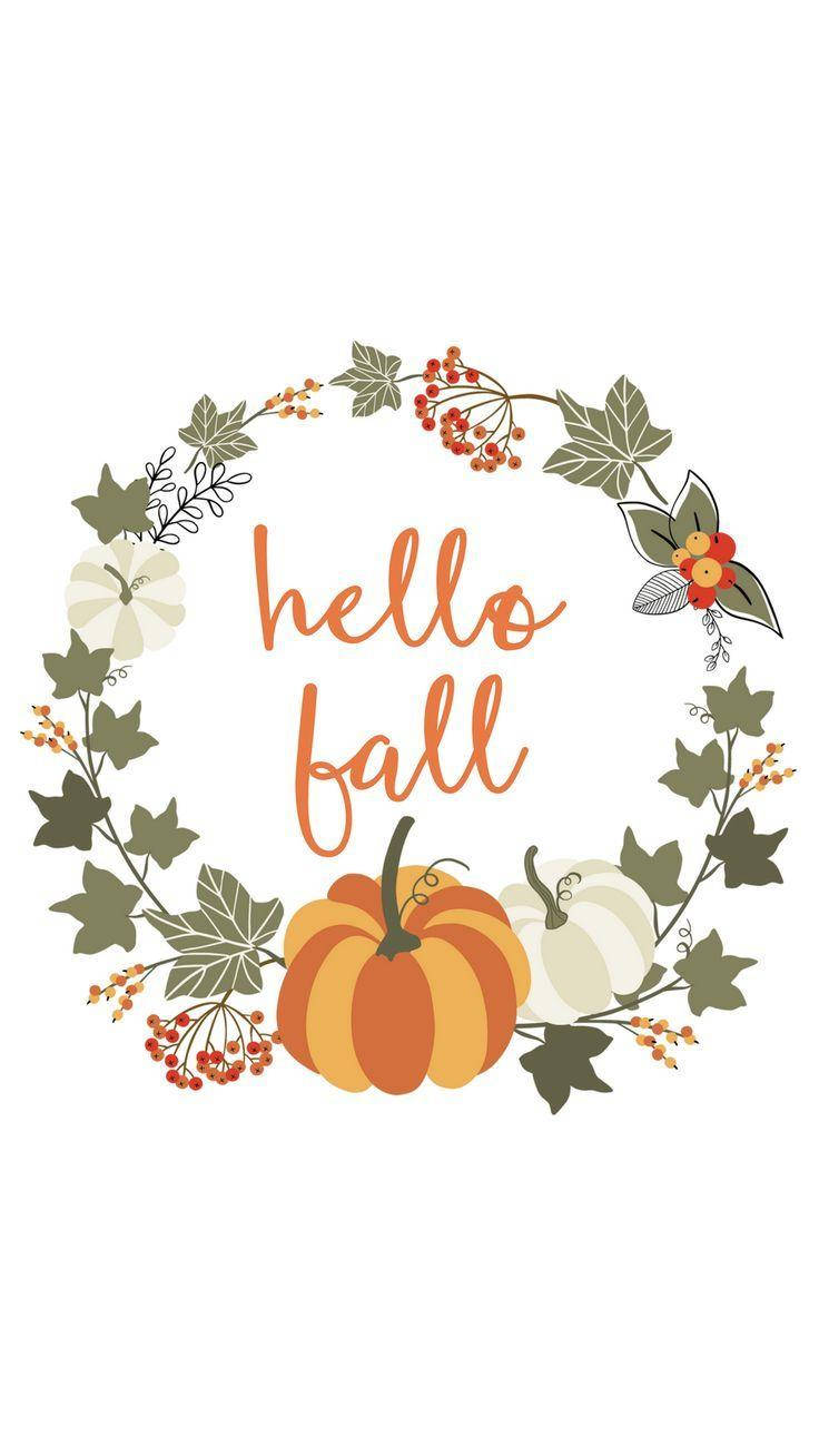 Hello October Autumn Wreath Background