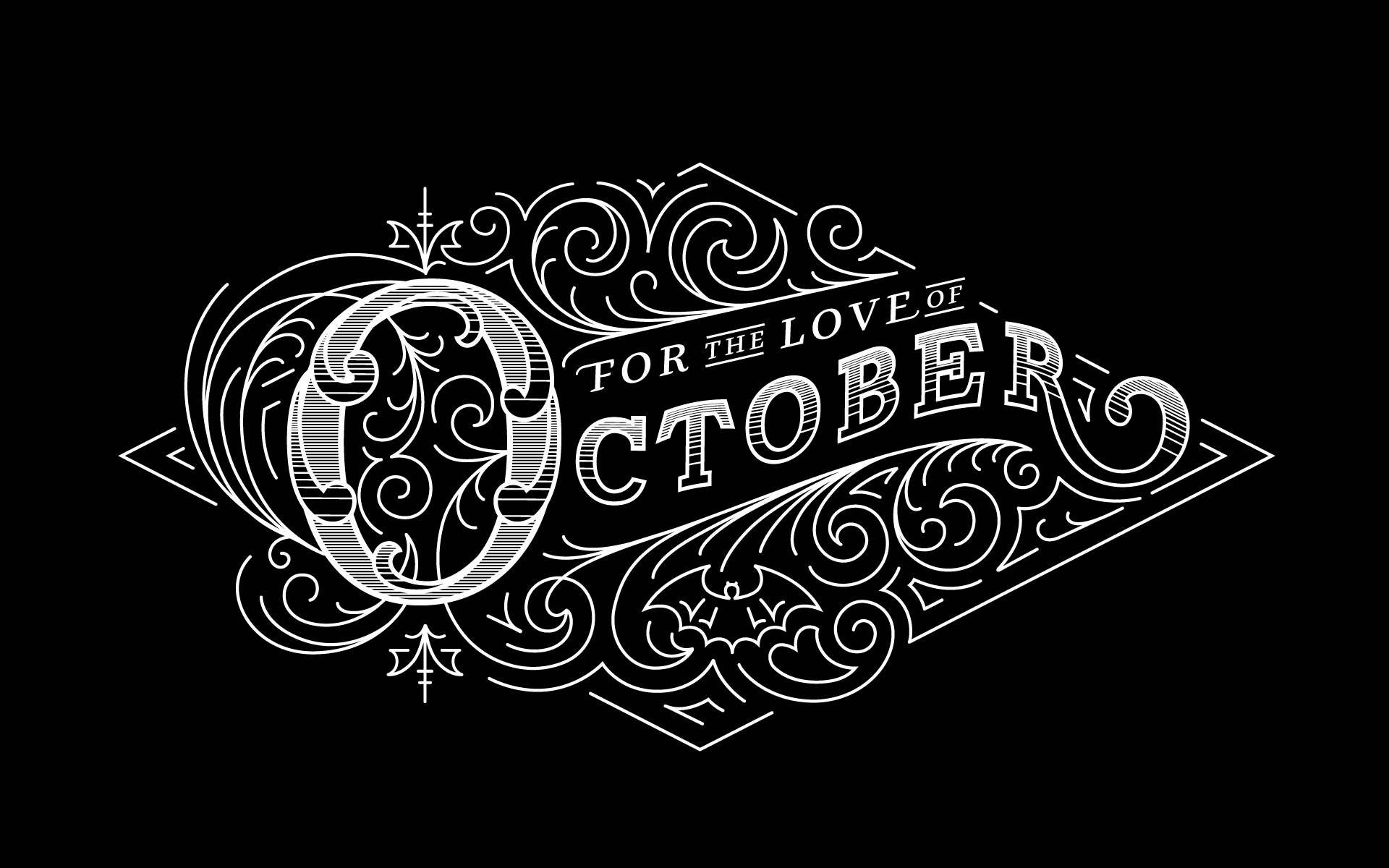 Hello October Black And White Graphic Background