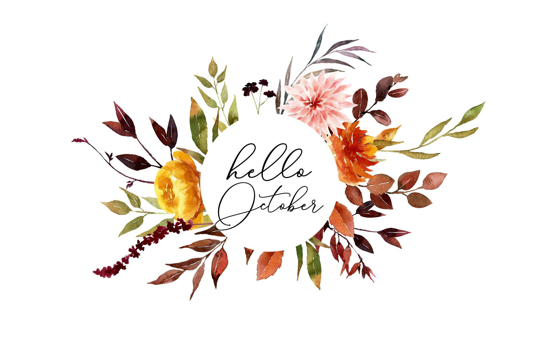 Hello October Graphic In White Background Background