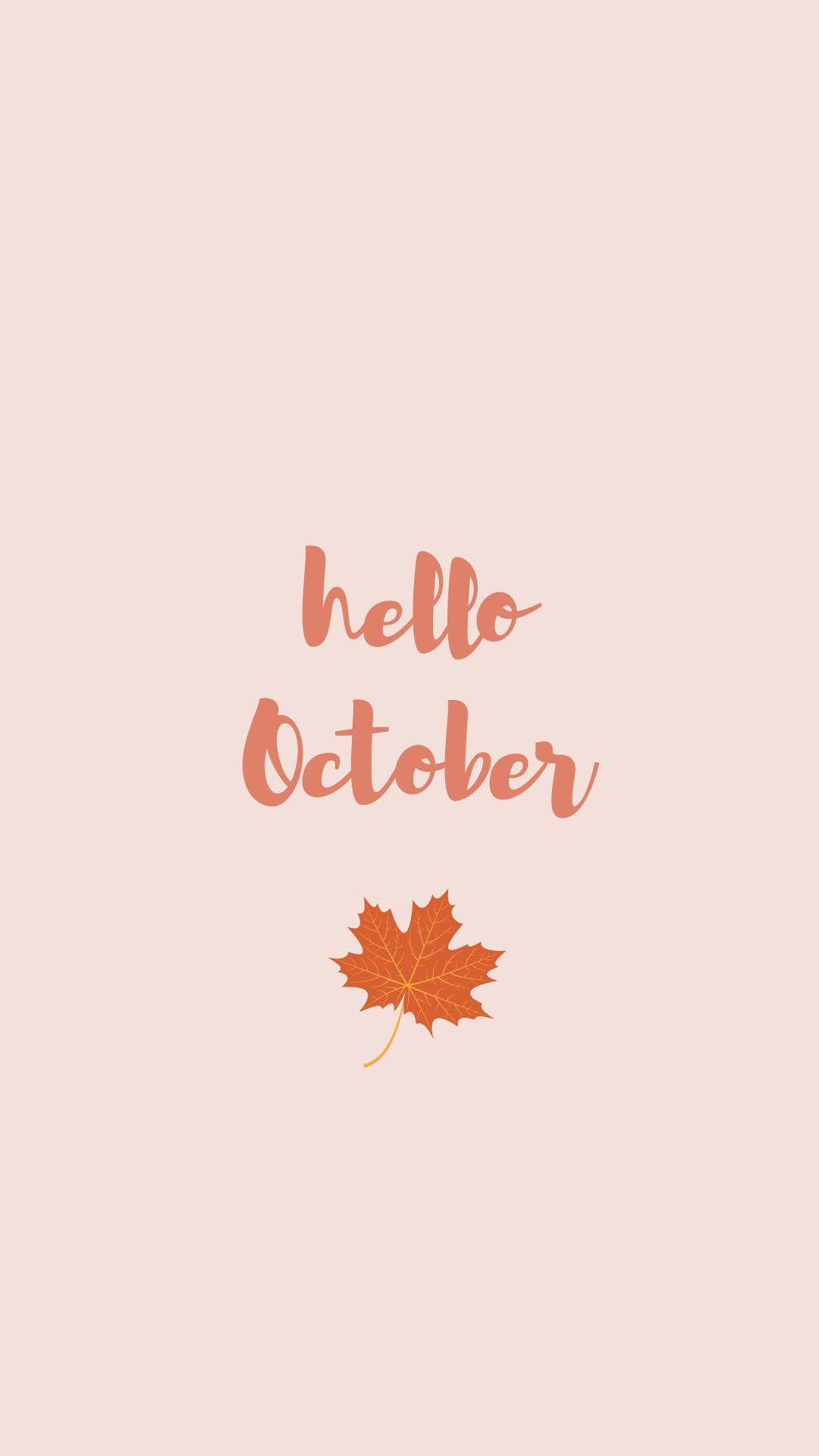 Hello October With Maple Leaf Background