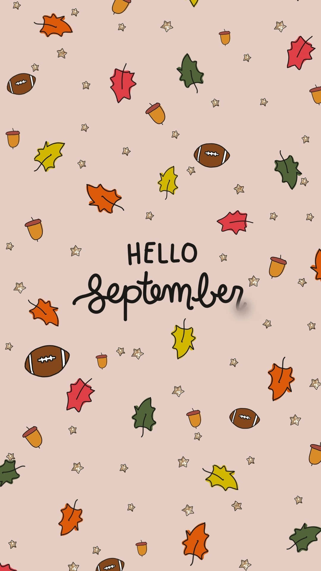 Hello September Greeting With Cute Designs Background