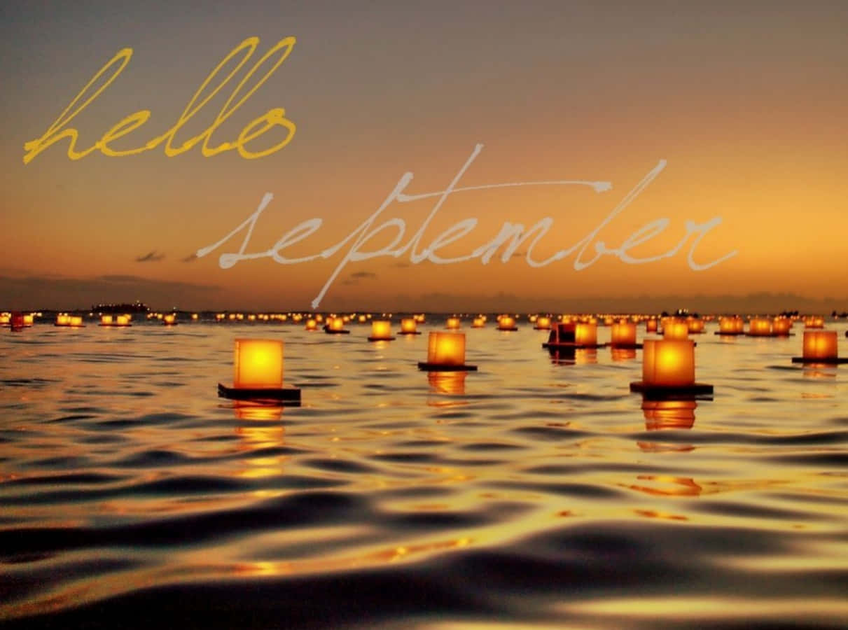Hello September Greeting With Sunset Sky View Background
