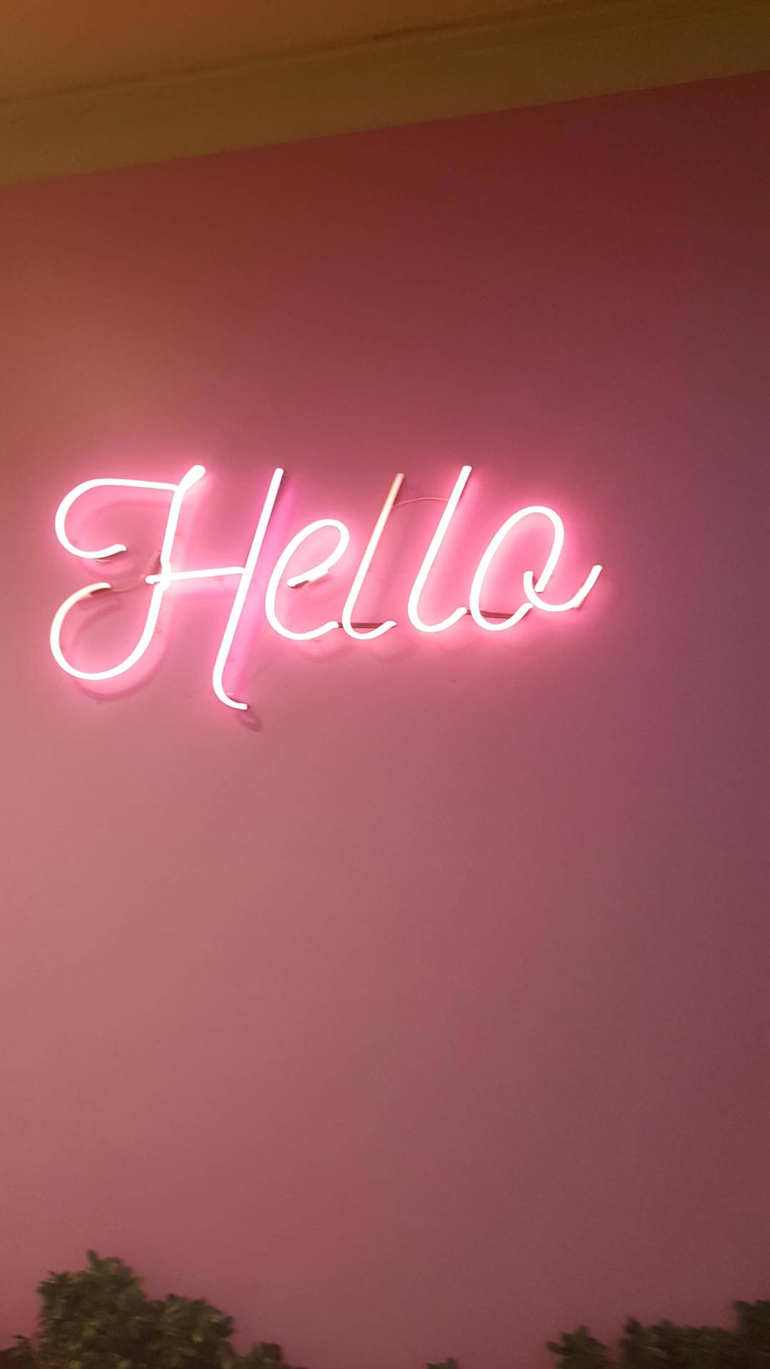 Hello Sign Neon Pink Aesthetic Background