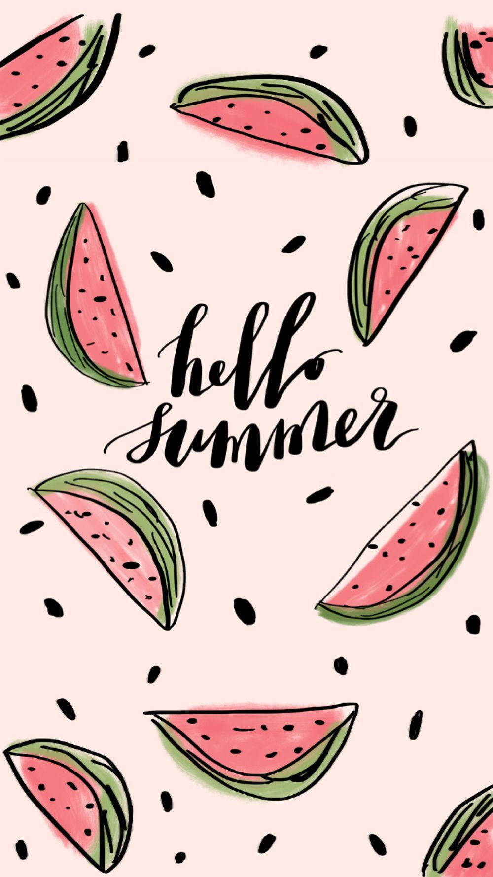 Hello Summer Cute Watermelon Phone Art Background
