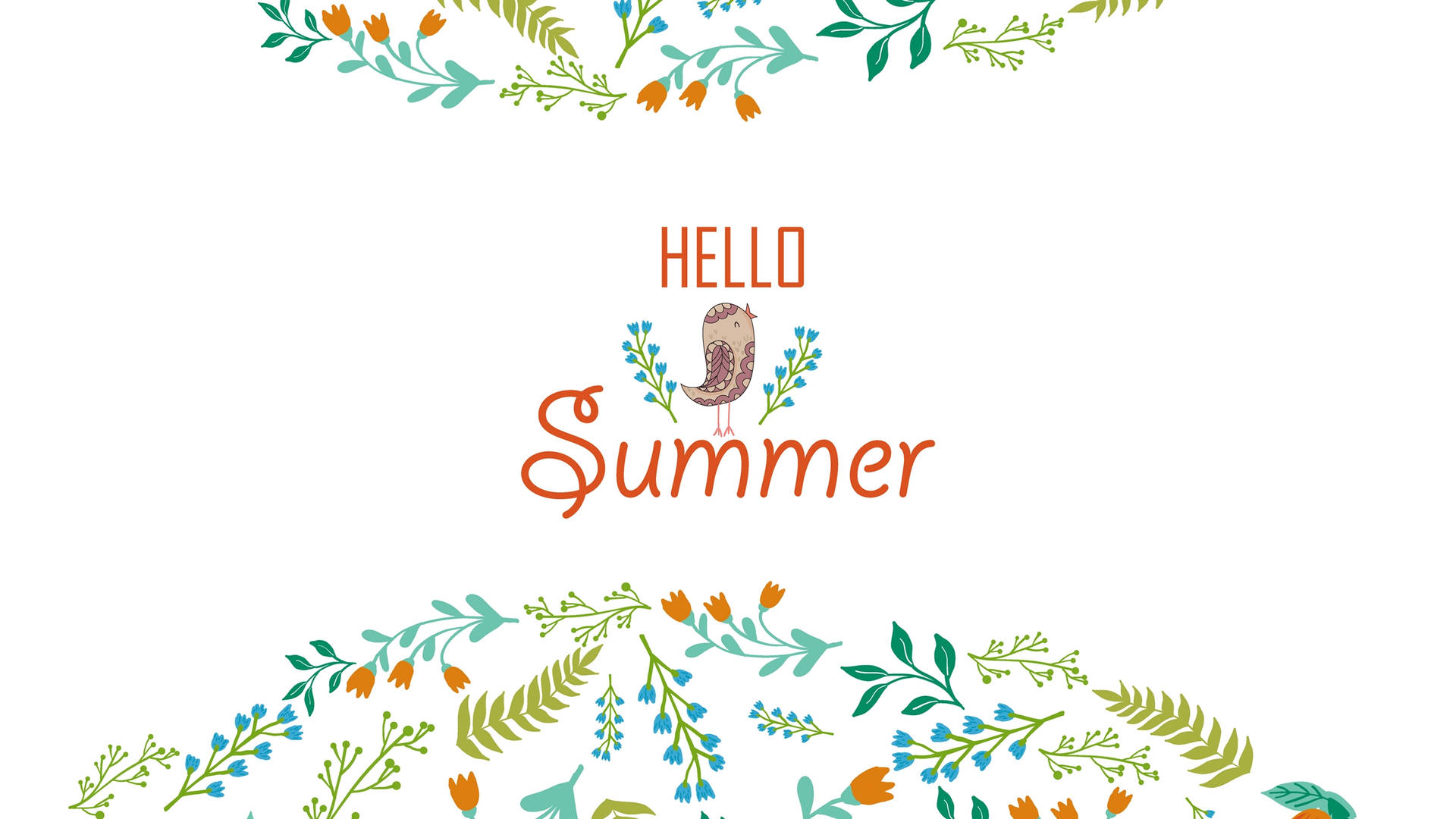 Hello Summer Greeting With Floral Design Background