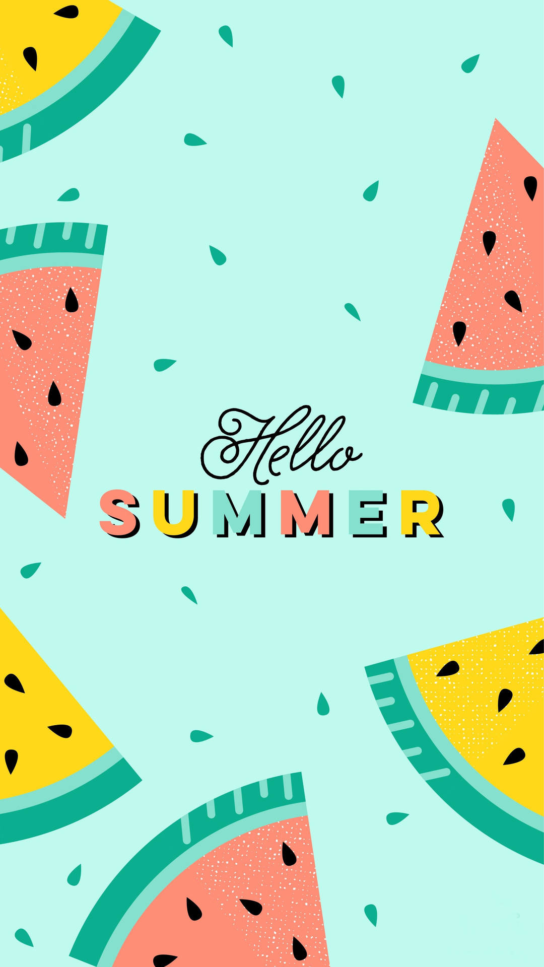Hello Summer Watermelon Graphic Design Background