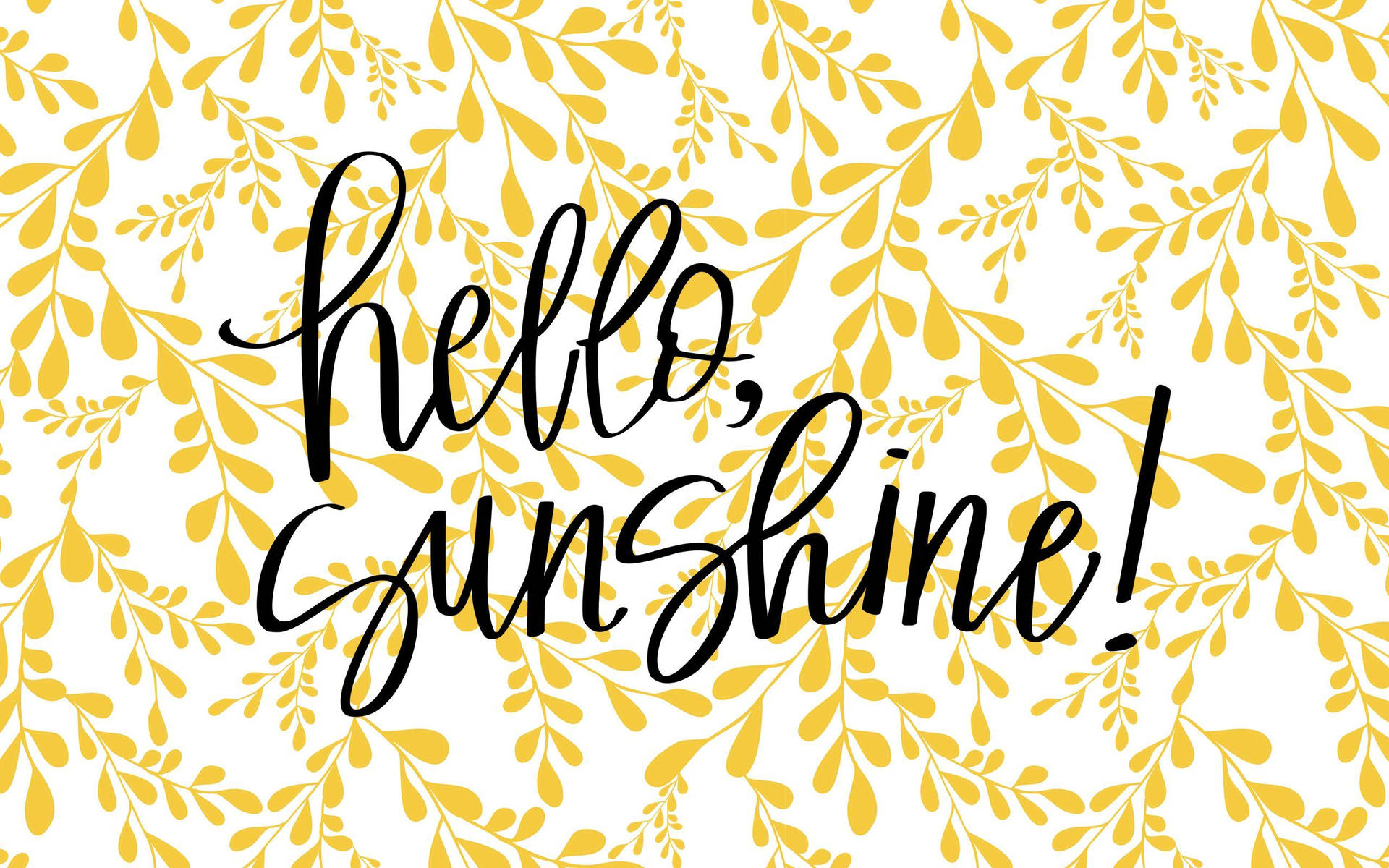 Hello Sunshine Text Neon Yellow Flowers Background