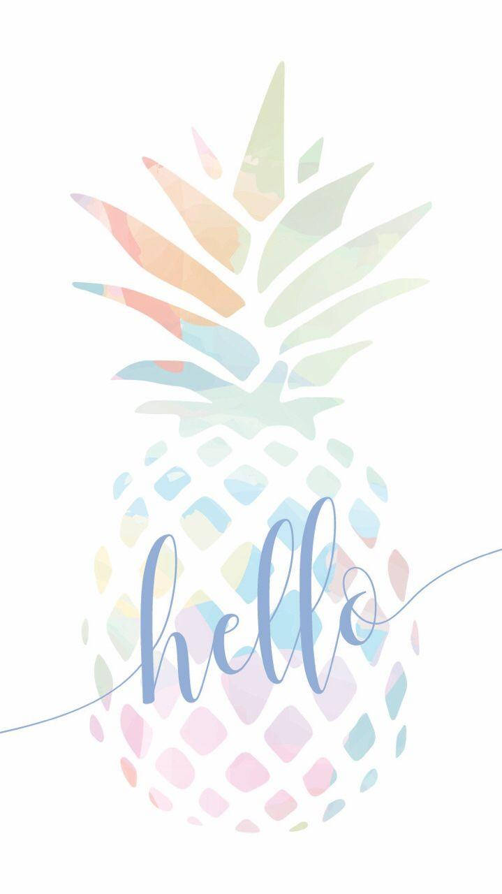 Hello With Pineapple Pastel Art Background
