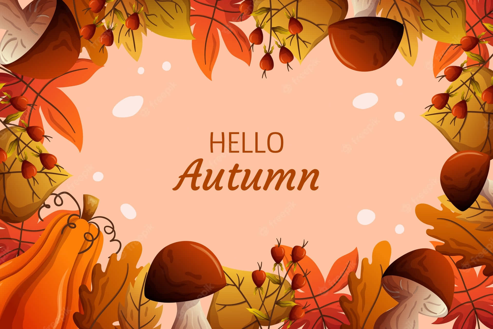 Hellow Fall Autum Mushroom Background