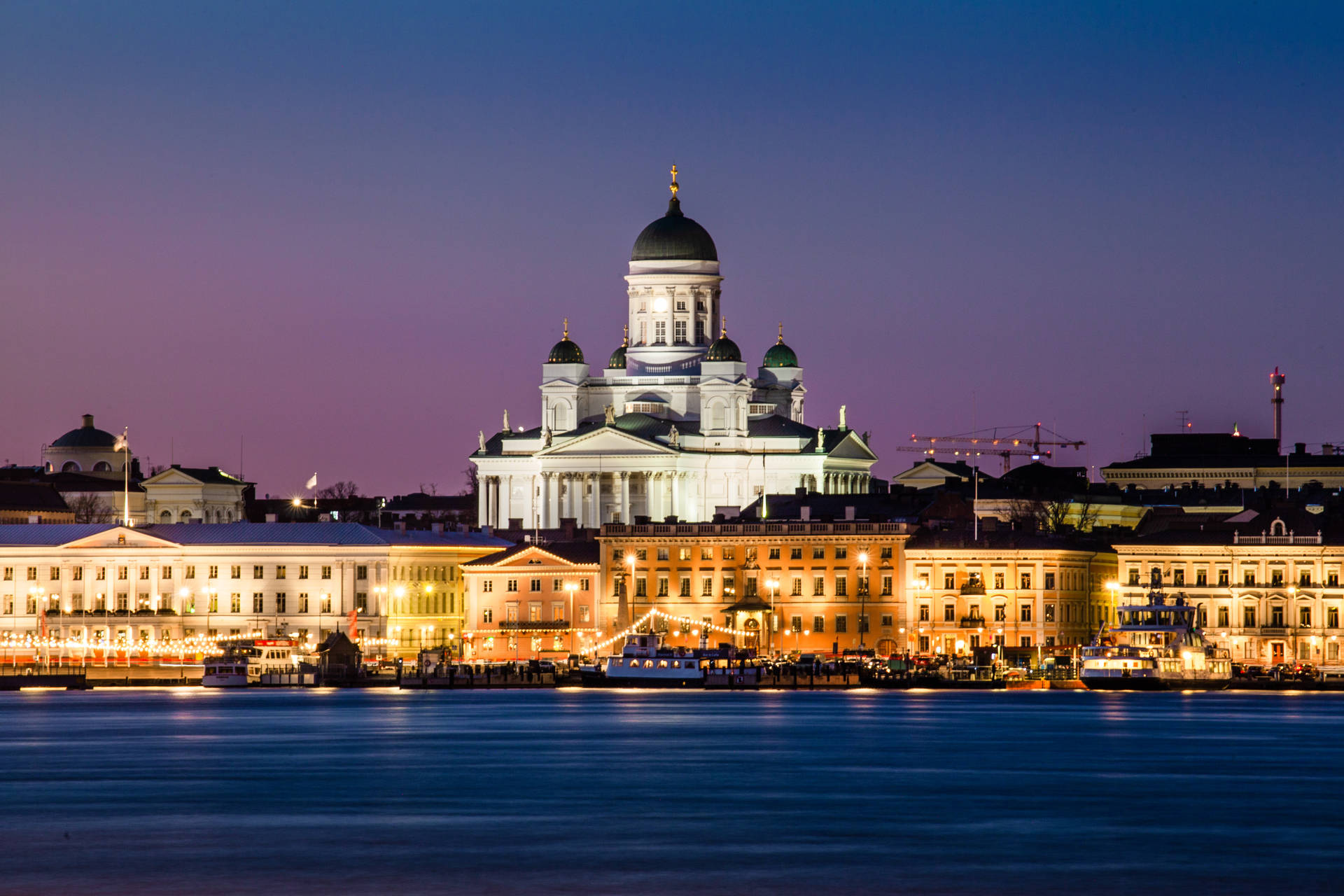 Helsinki Finland Landscape At Night Background
