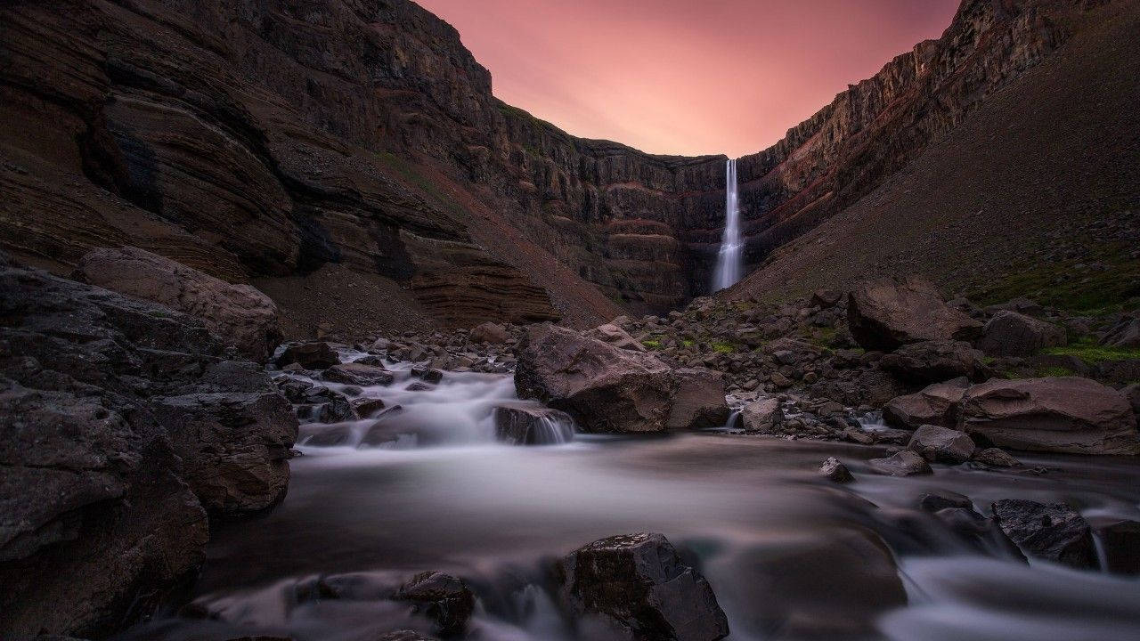 Hengifoss Beautiful Waterfall