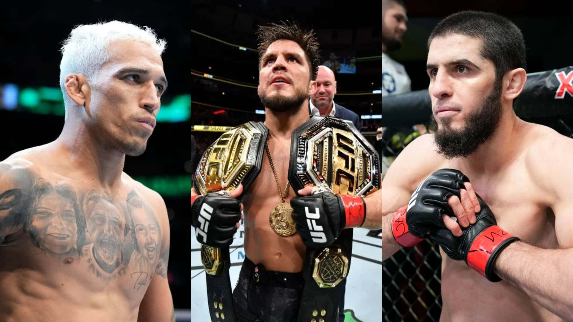 Henry Cejudo With Islam Makhachev And Charles Oliveira Background