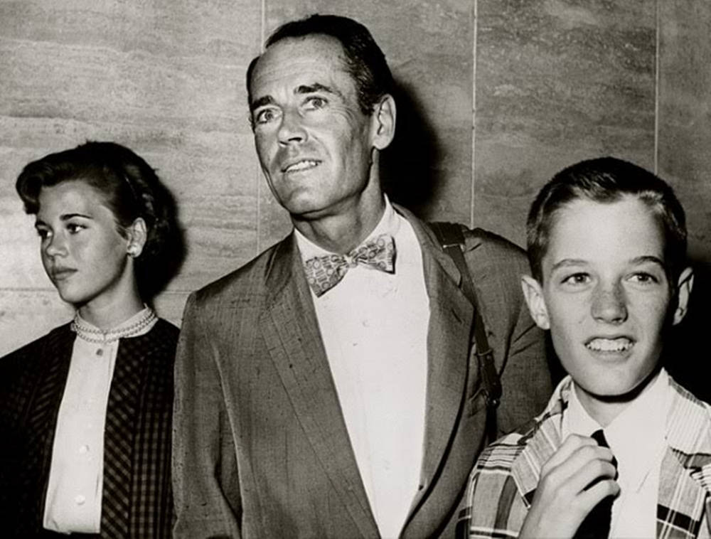 Henry Fonda With His Children Jane And Peter In The 1950s Background