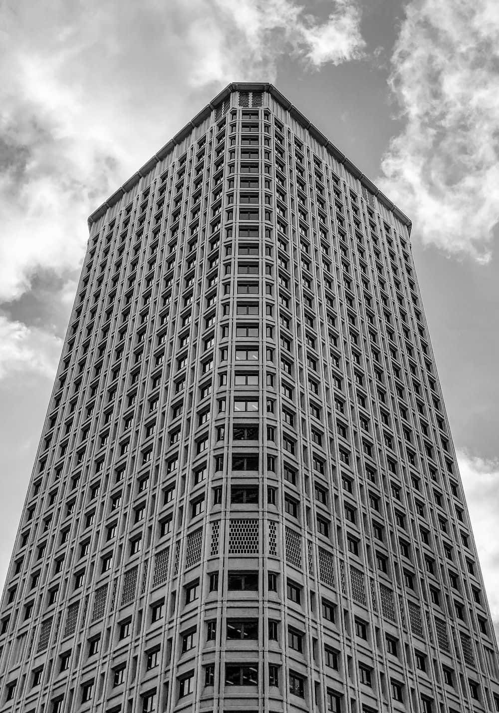 Henry Jackson Federal Building In Seattle Black And White Background