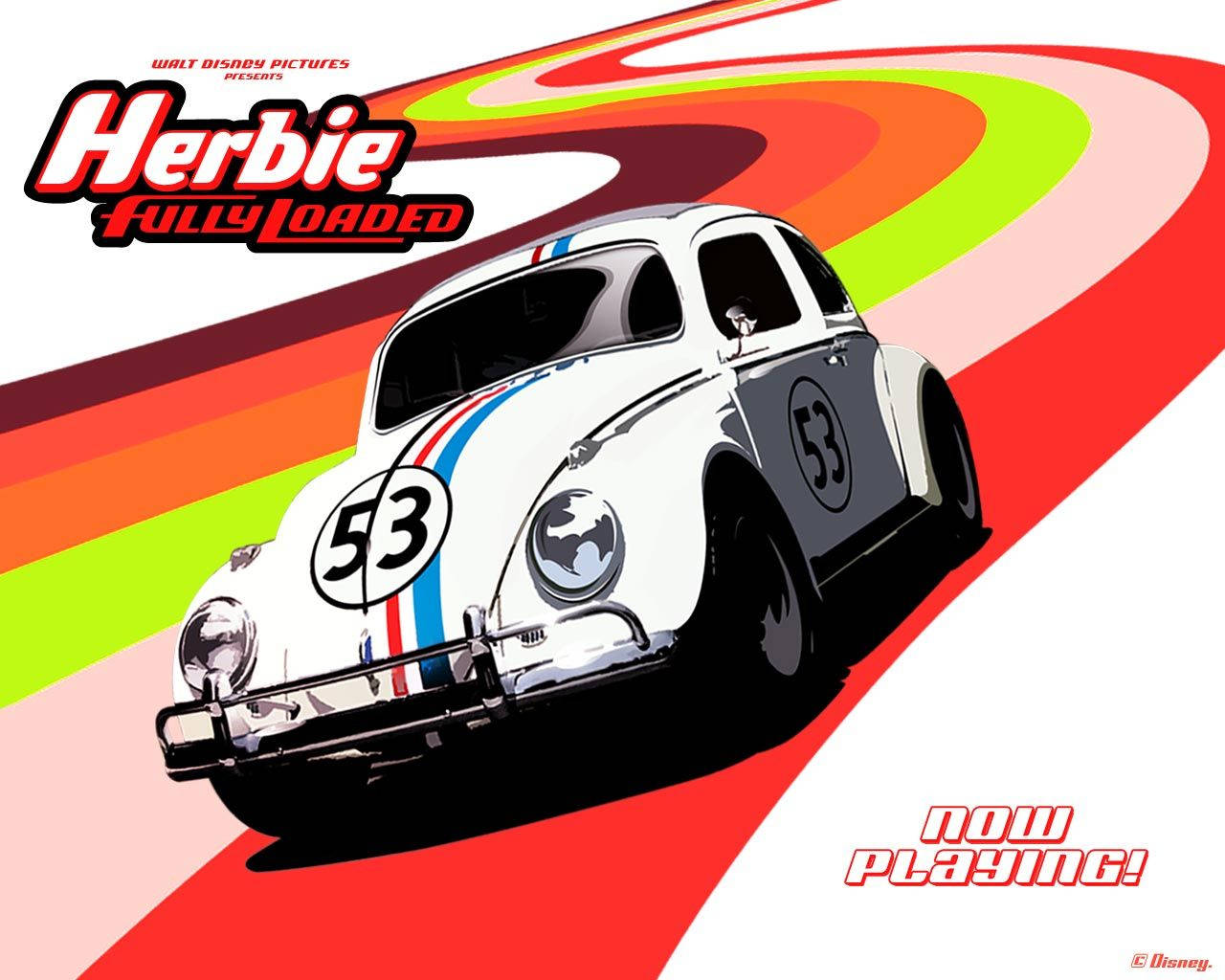 Herbie Fully Loaded Colorful Racetrack Background