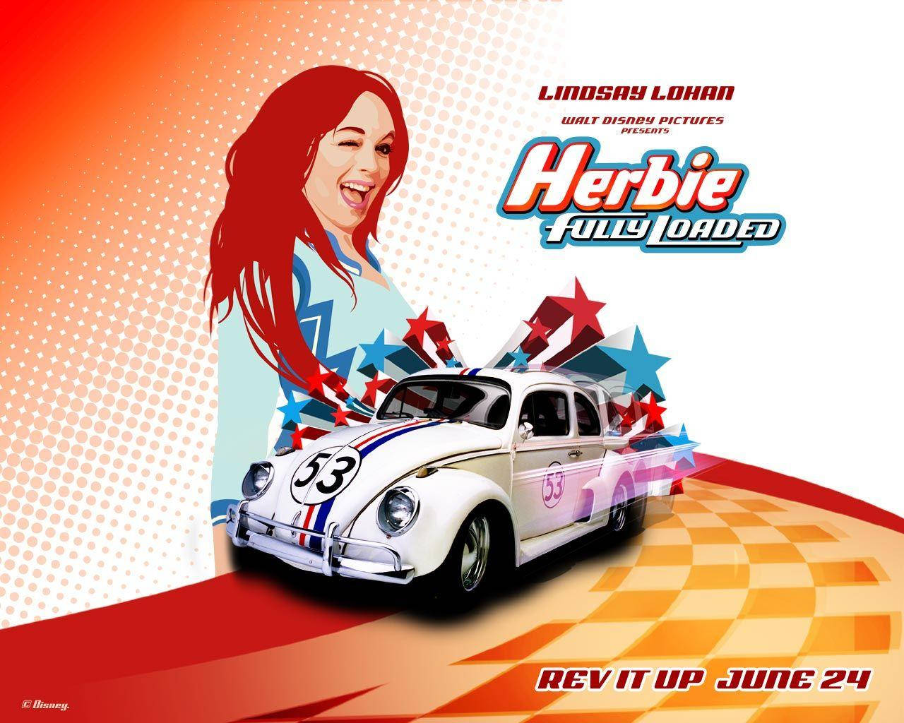 Herbie Fully Loaded Movie - Brightly Colored Wide Shot Poster Background