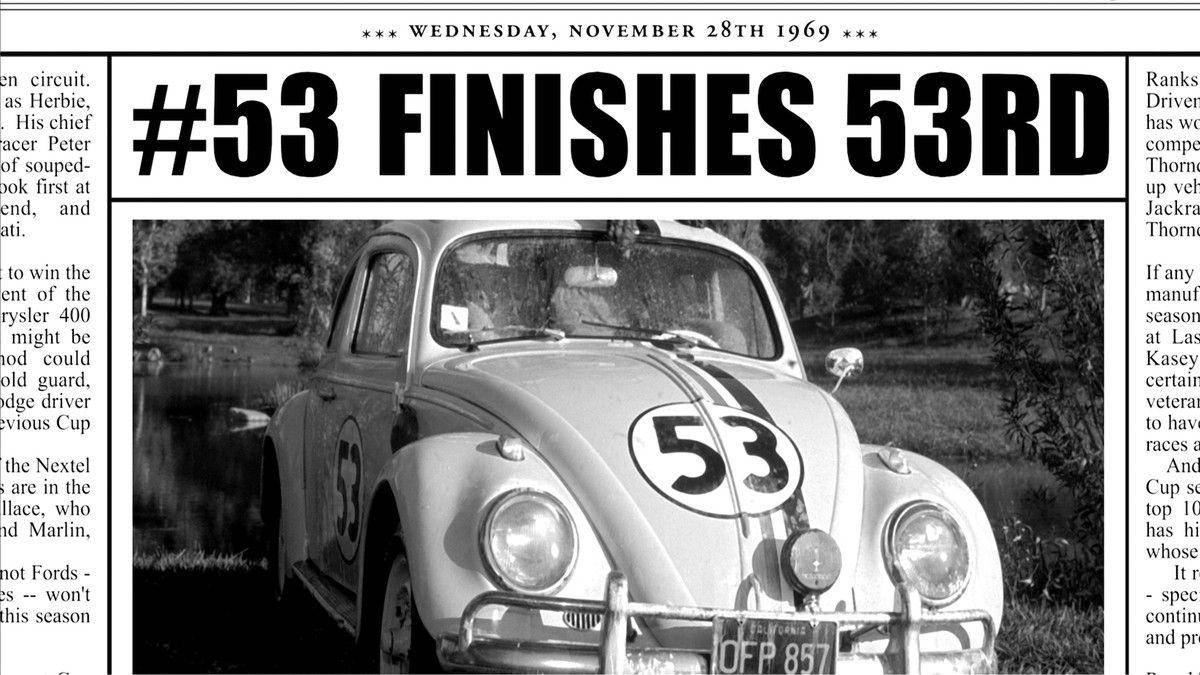 Herbie Fully Loaded Newspaper Headline Background